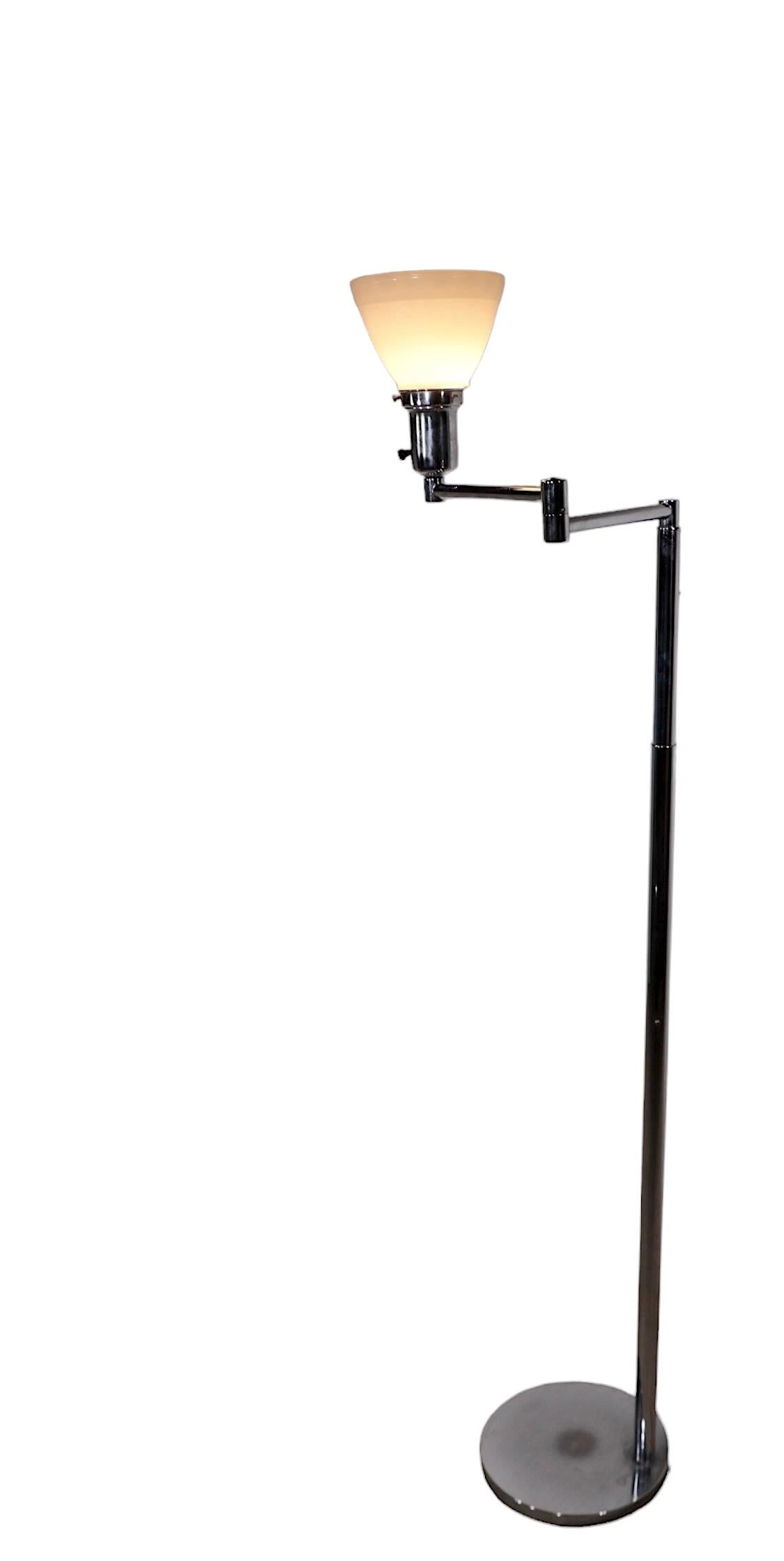 Art Deco Adjustable Chrome Flex Arm Floor Lamp by Walter Von Nessen
