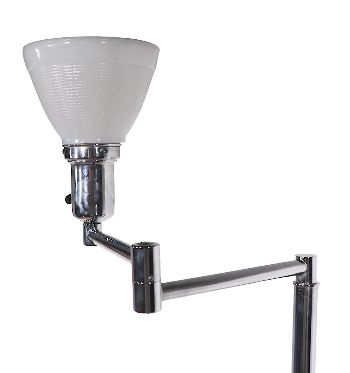 American Adjustable Chrome Flex Arm Floor Lamp by Walter Von Nessen