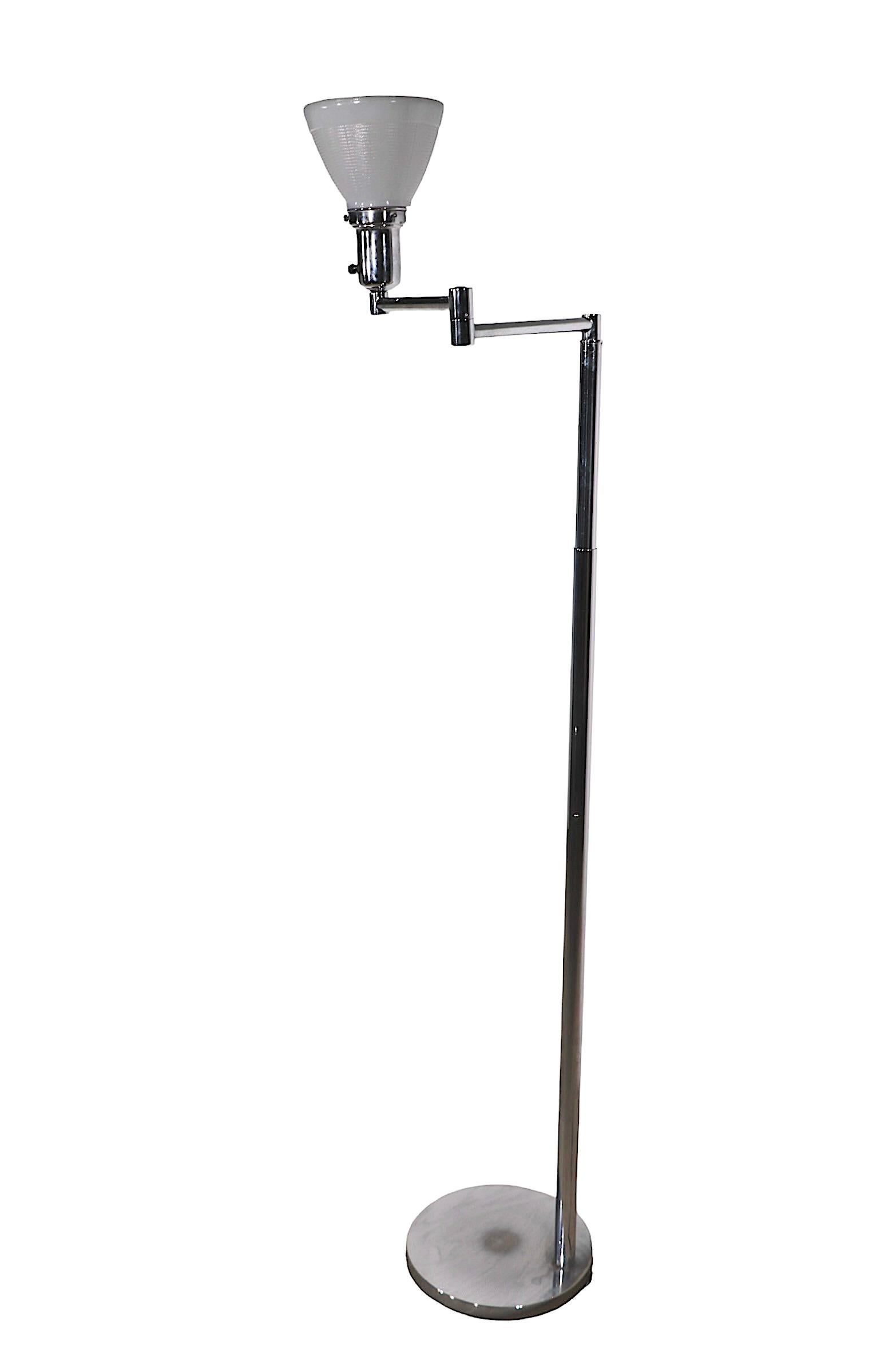20th Century Adjustable Chrome Flex Arm Floor Lamp by Walter Von Nessen