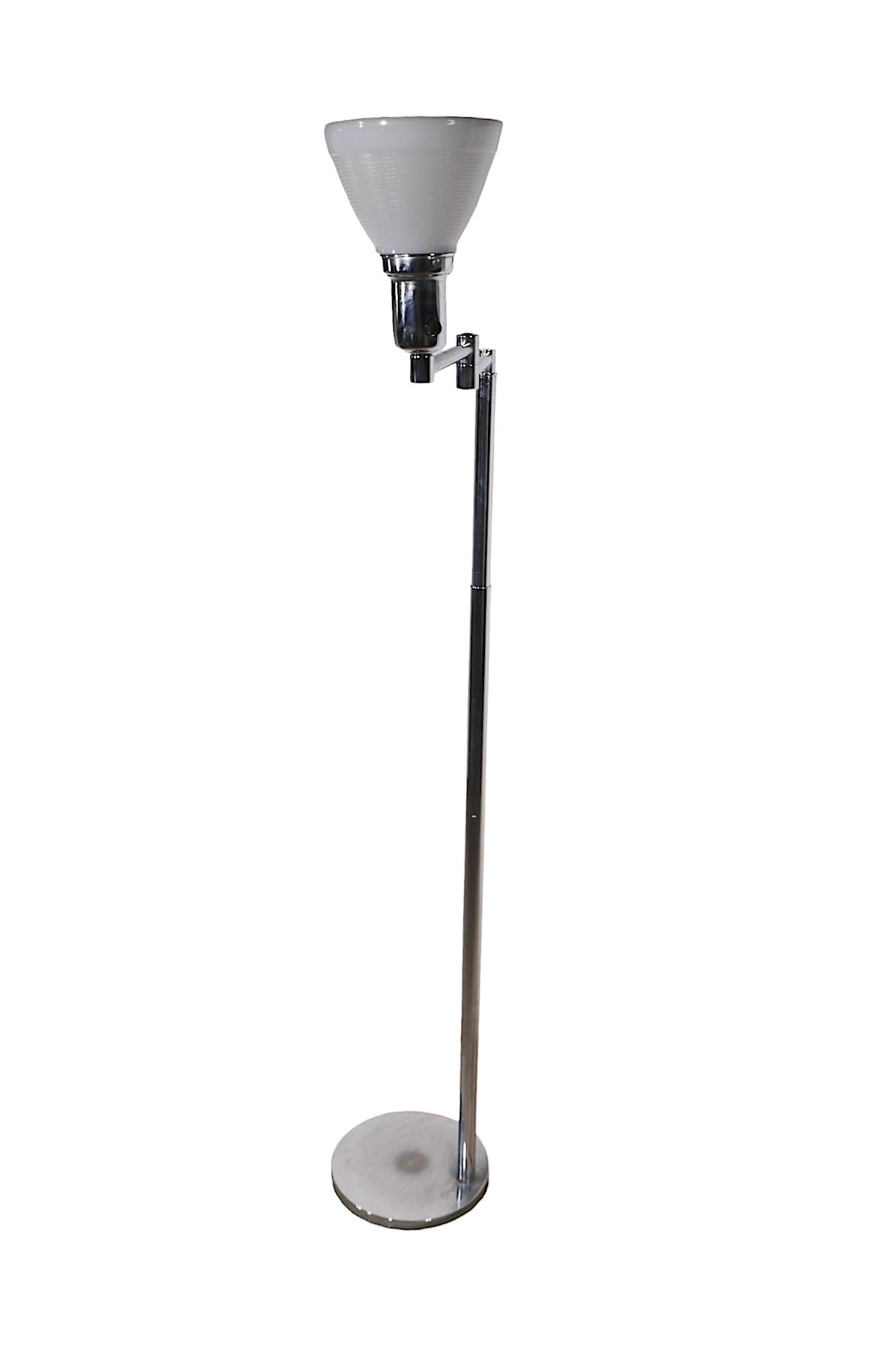 Adjustable Chrome Flex Arm Floor Lamp by Walter Von Nessen 1