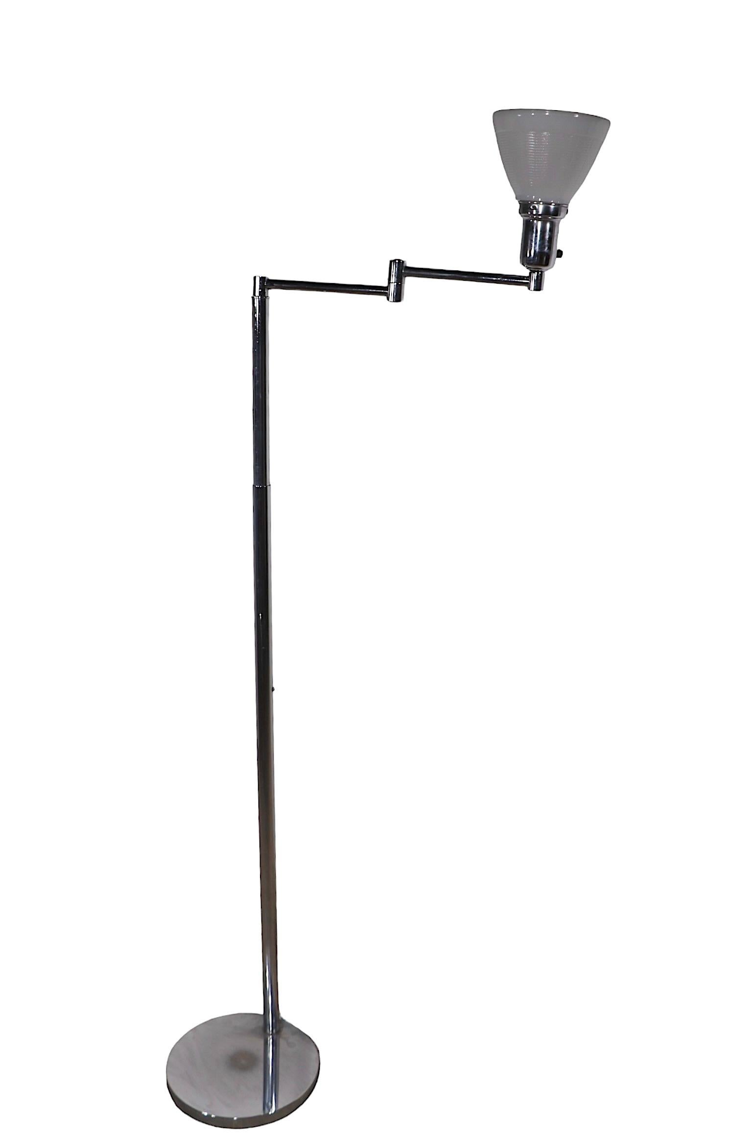 Adjustable Chrome Flex Arm Floor Lamp by Walter Von Nessen 2