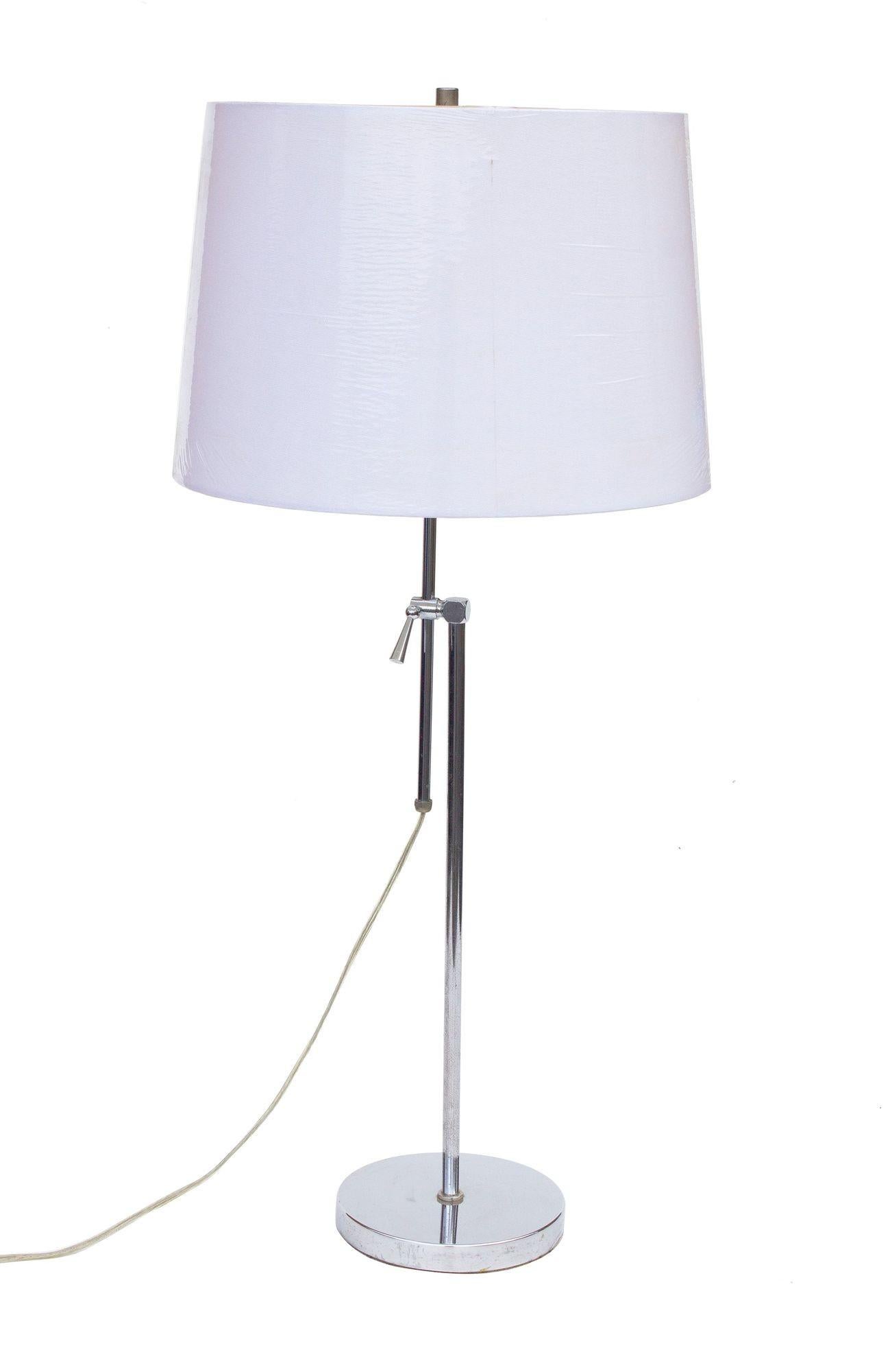 Mid-Century Modern Adjustable Chrome Floor Lamp and Table Lamp Set For Sale