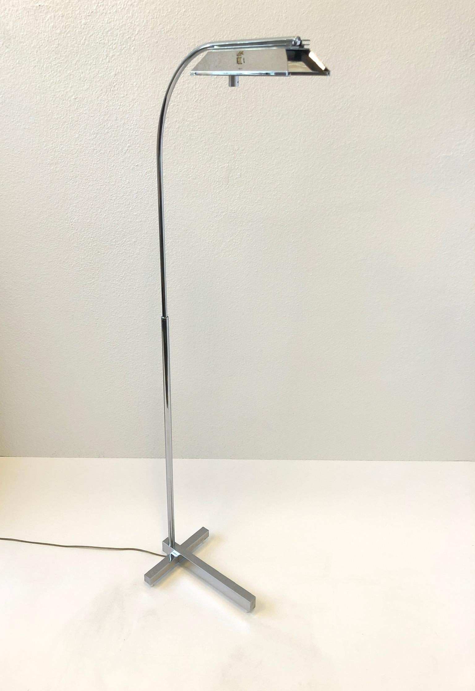 Adjustable Chrome Floor Lamp by Casella For Sale 1