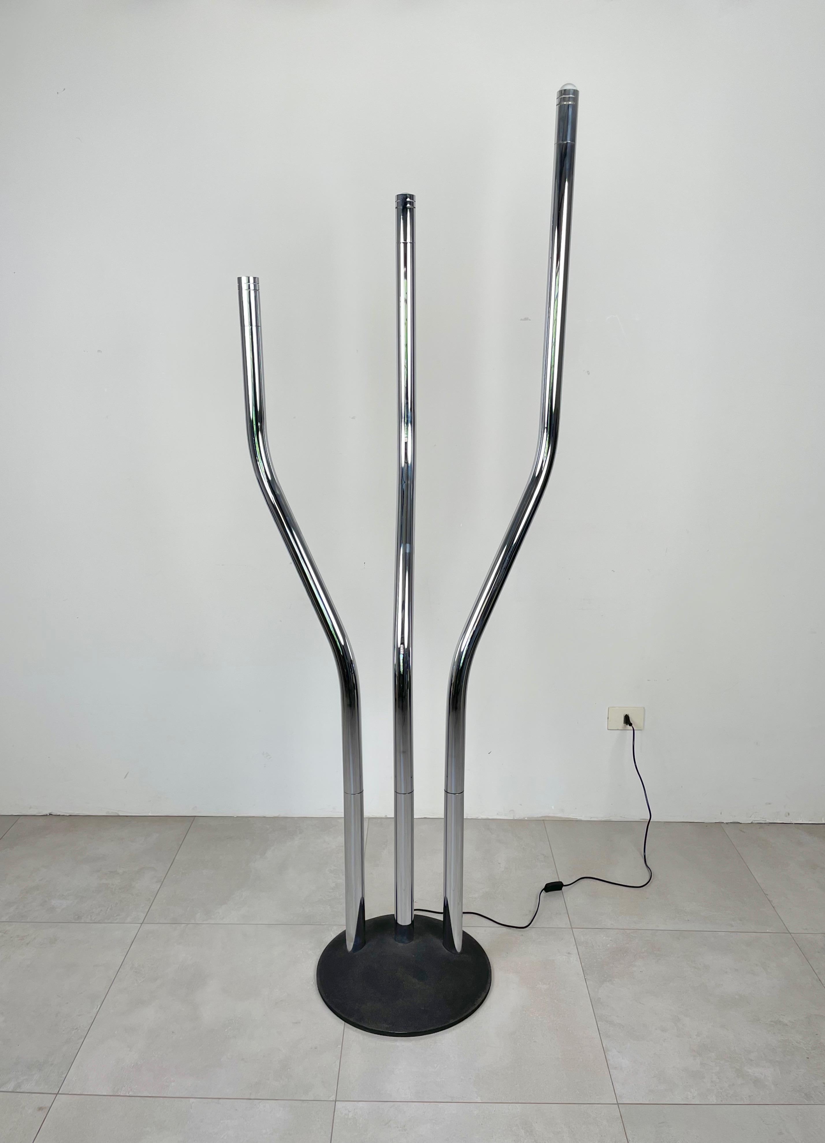 Metal Adjustable Chrome Floor Lamp by Reggiani, Italy, 1970s For Sale