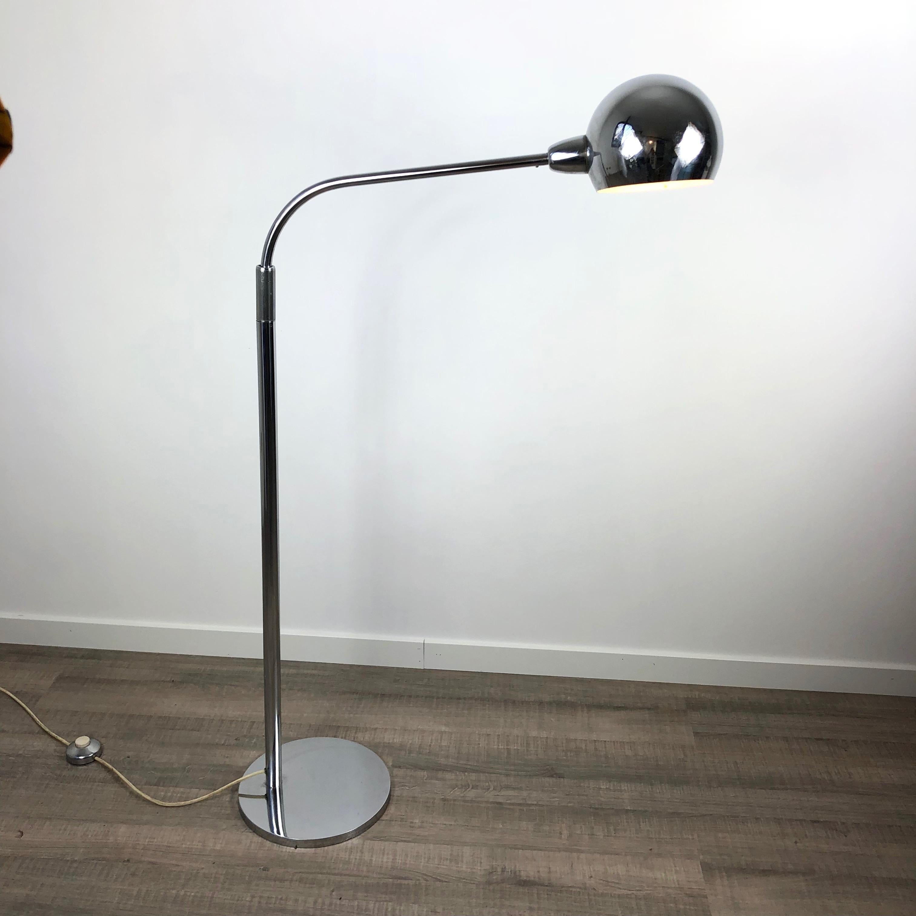 Italian Adjustable Chrome Floor Lamps by Sergio Asti for Candle, 1960, Italy For Sale