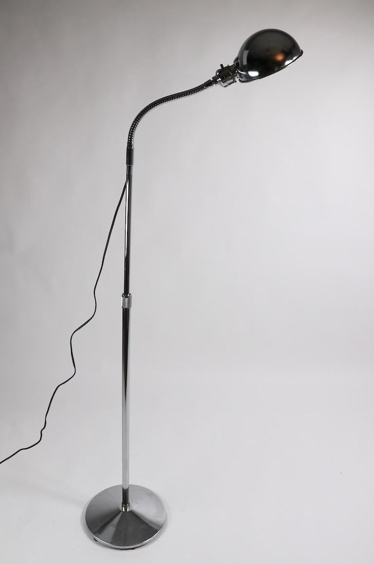 Adjustable Chrome Gooseneck Floor Lamp by Ajusco at 1stDibs