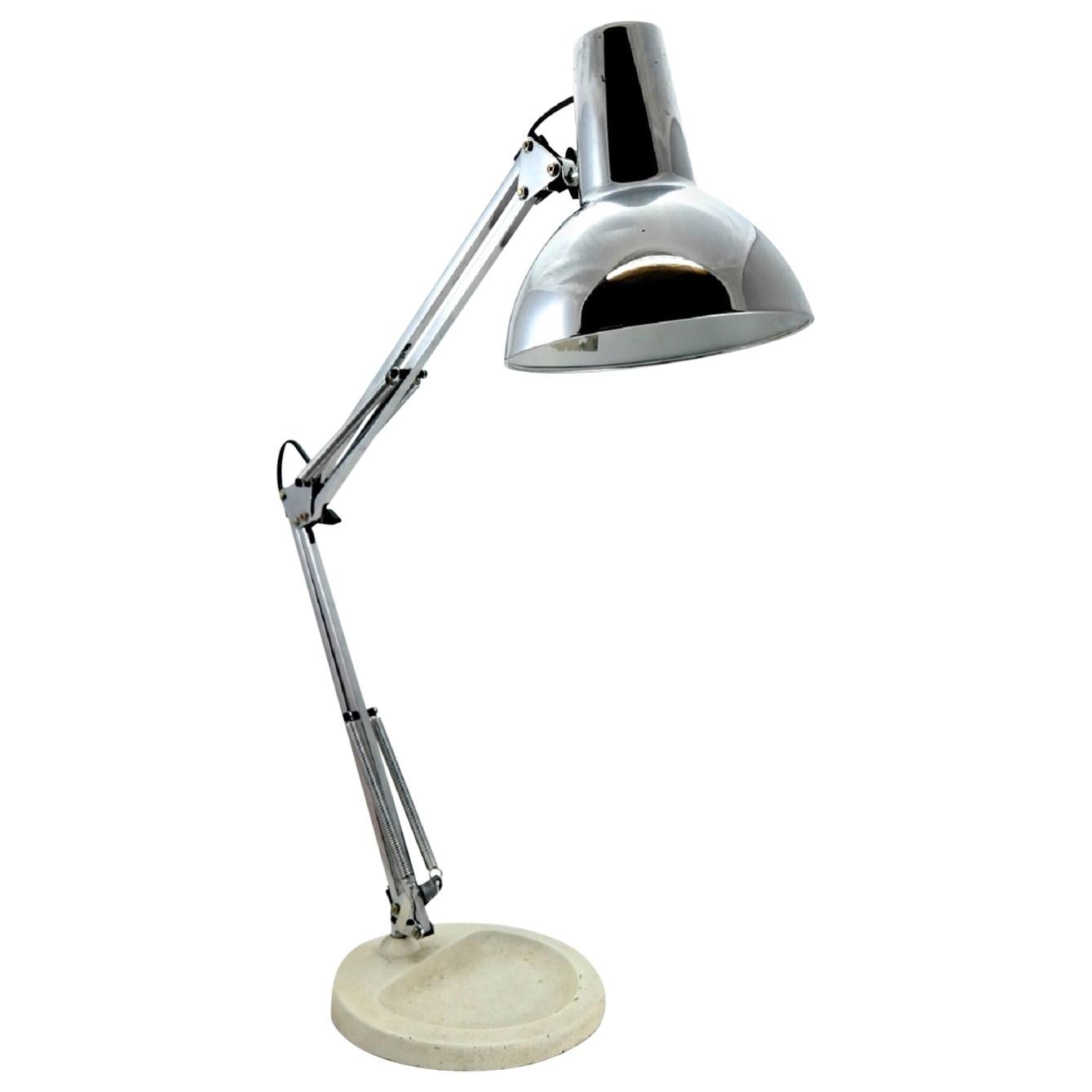 Adjustable Chrome Table Lamp with Cast Iron Base