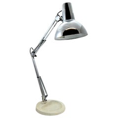 Retro Adjustable Arm Industrial Chrome Table / Desk Lamp with Cast Iron Base 1970s