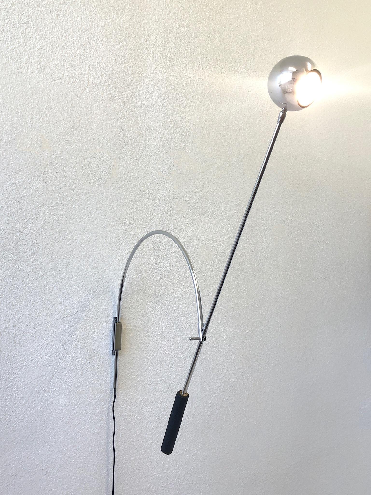 Adjustable Chrome Wall Lamp by Robert Sonneman In Excellent Condition In Palm Springs, CA