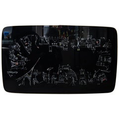 Adjustable Coffee or Dining Table with Graphic Parisian Scene, 1950s