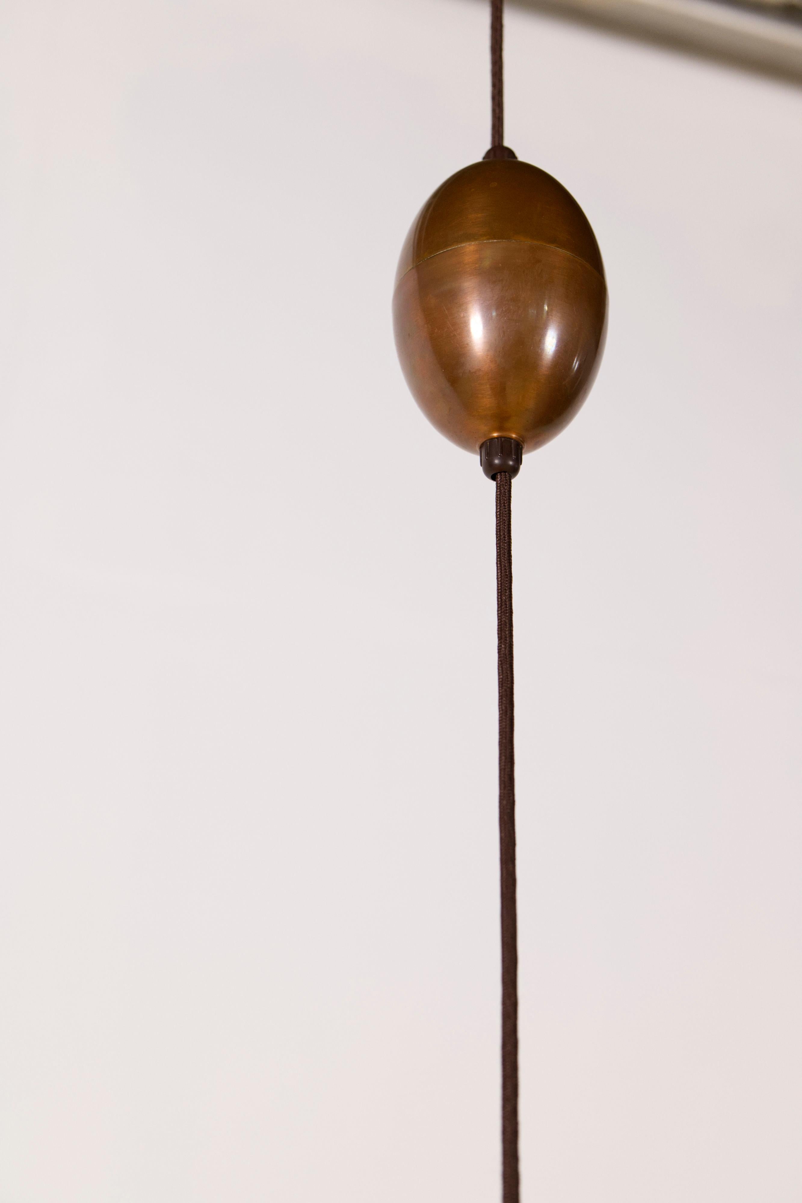Lámpara colgante billar de cobre regulable, Dinamarca, años 60 en Bueno estado para la venta en Balen, BE