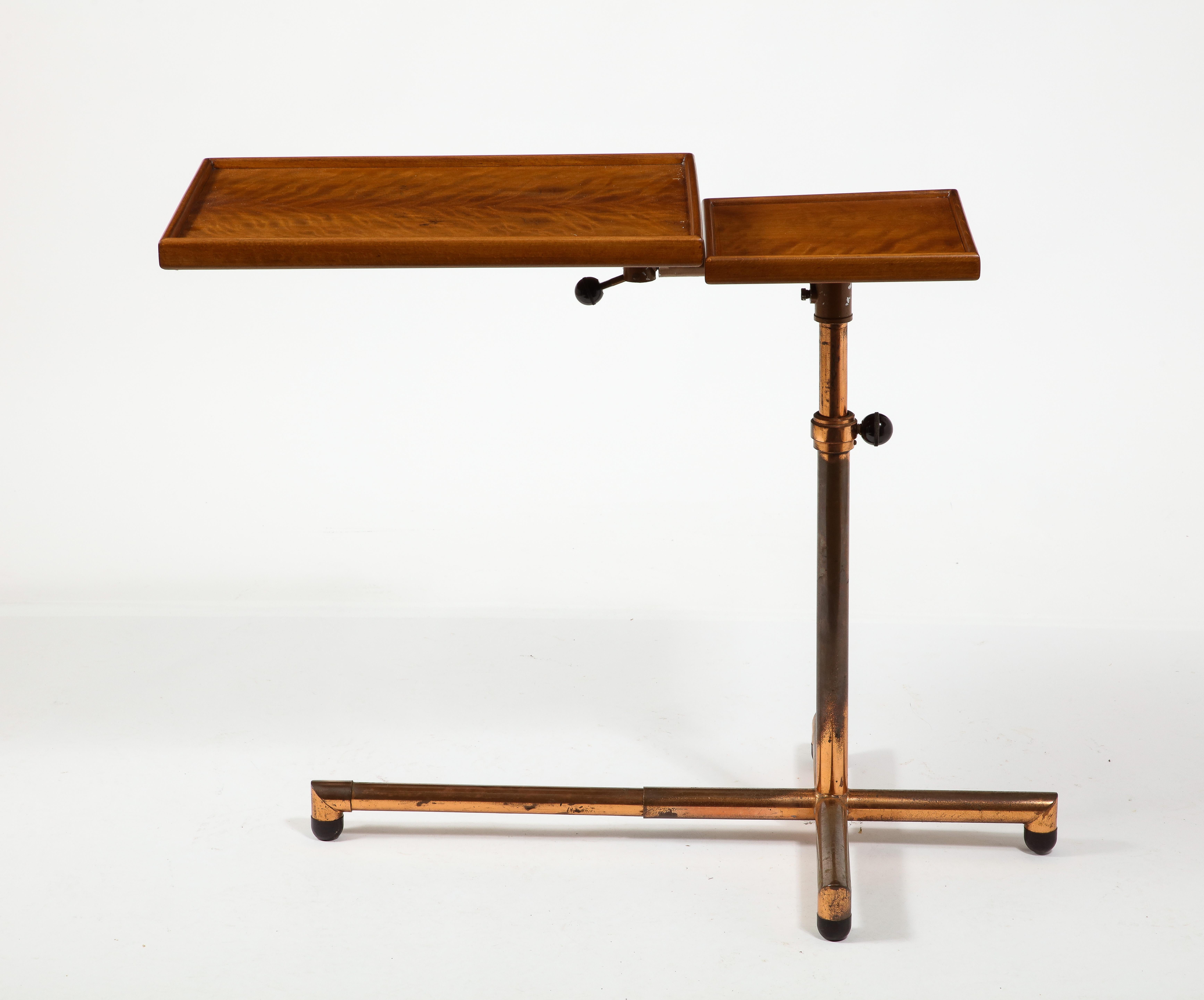 Adjustable Copper & Ash Table By Francois Caruelle, France 1930's 4
