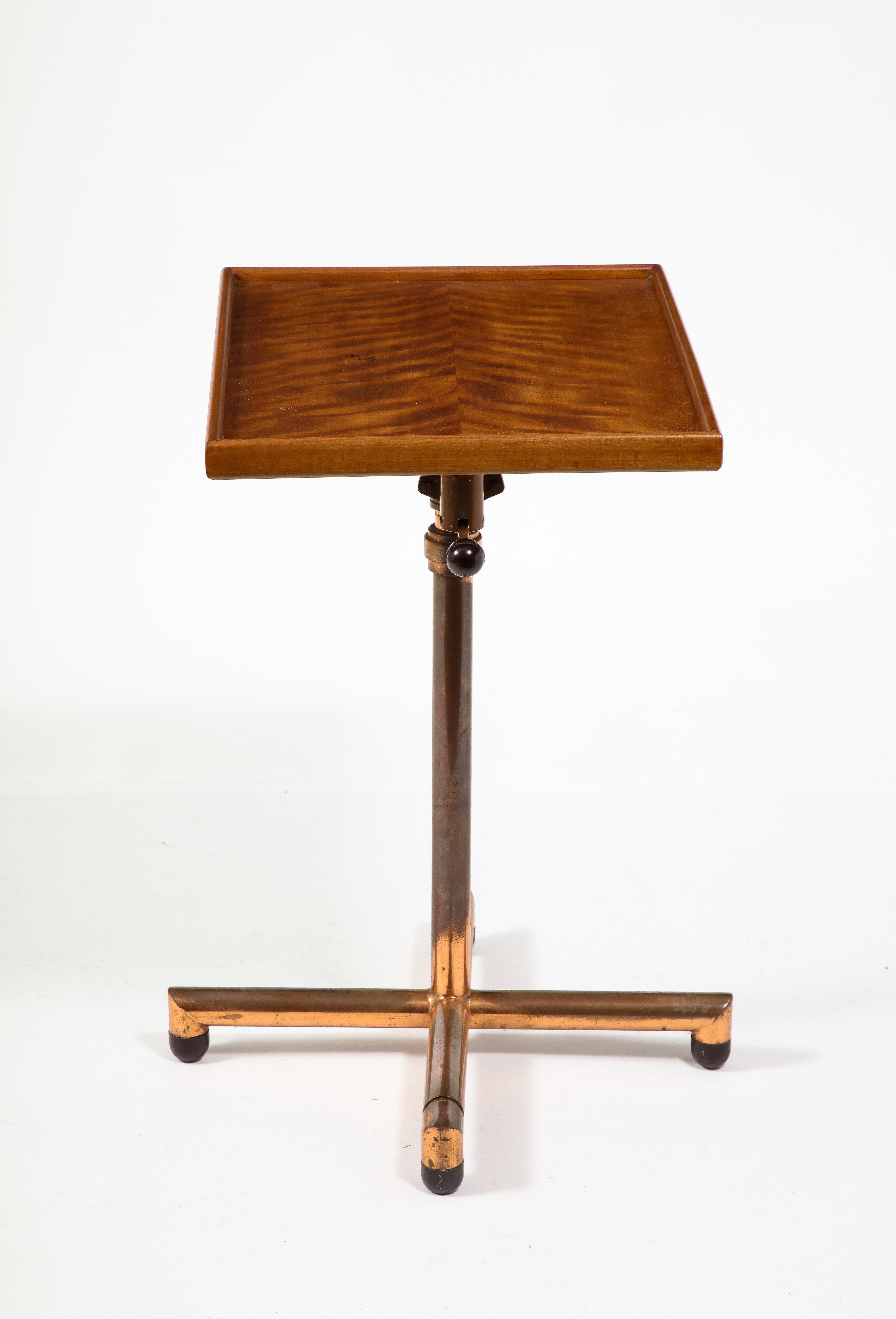 French Adjustable Copper & Ash Table By Francois Caruelle, France 1930's