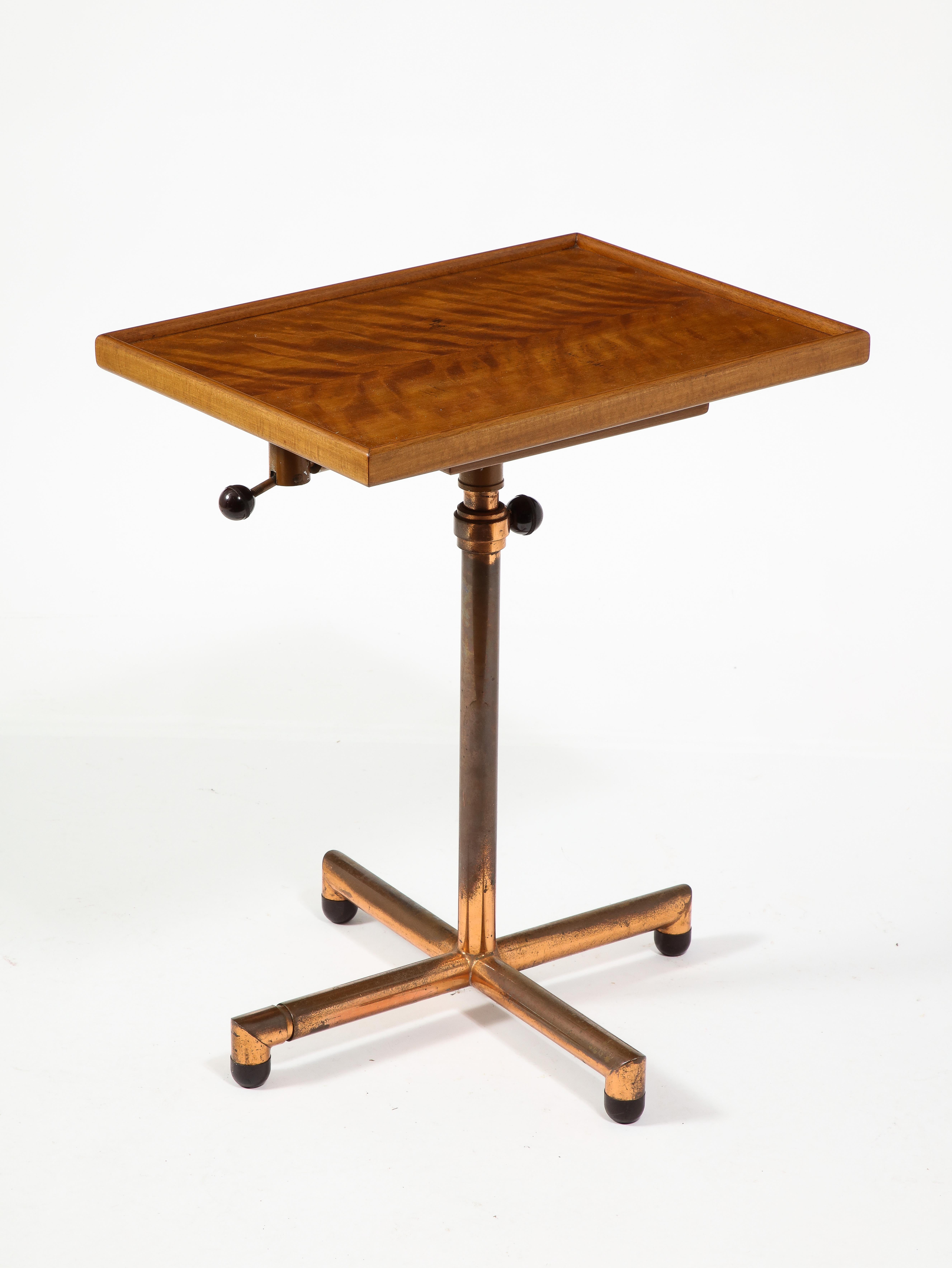 Adjustable Copper & Ash Table By Francois Caruelle, France 1930's In Good Condition In New York, NY