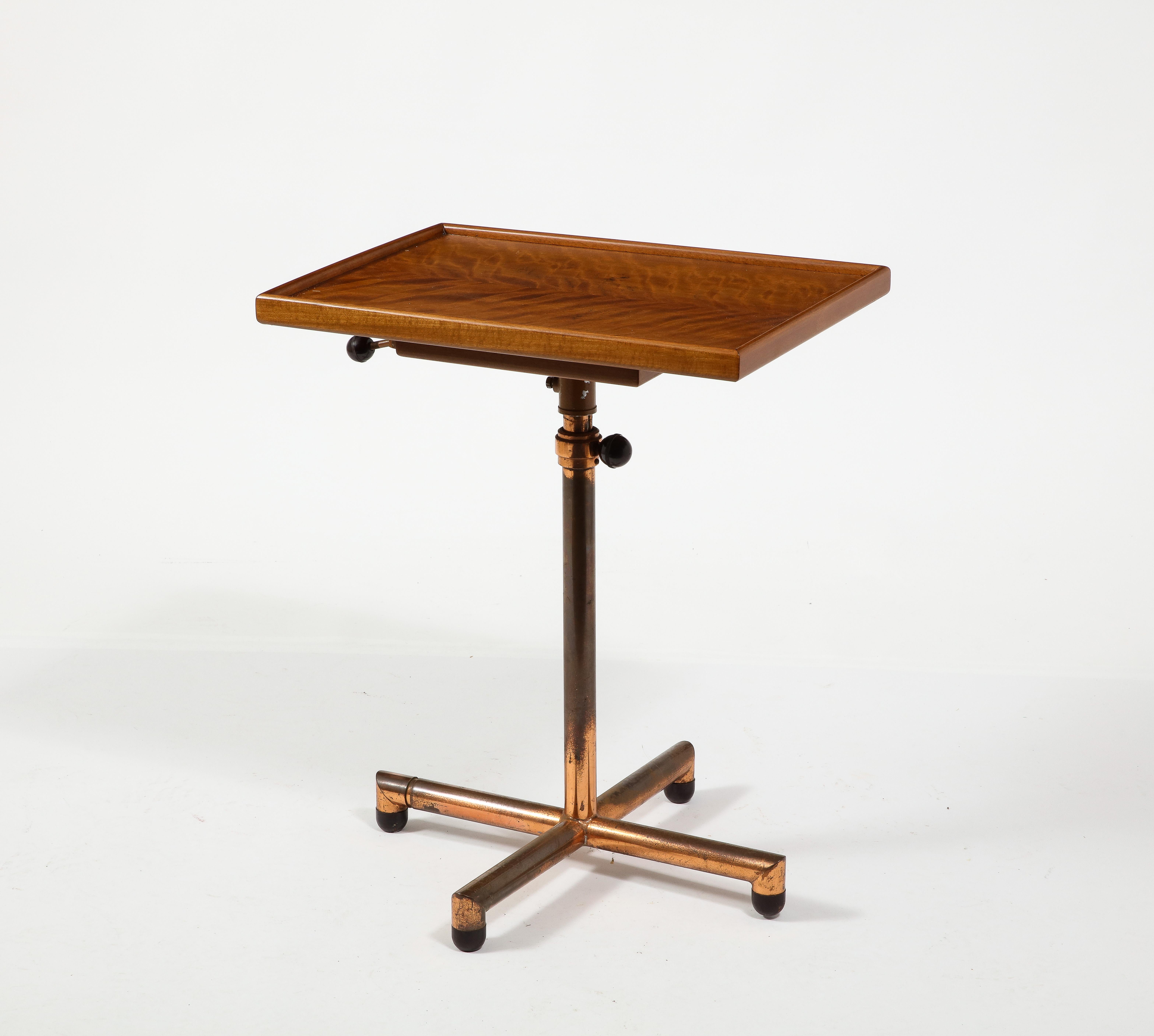 Adjustable Copper & Ash Table By Francois Caruelle, France 1930's 3