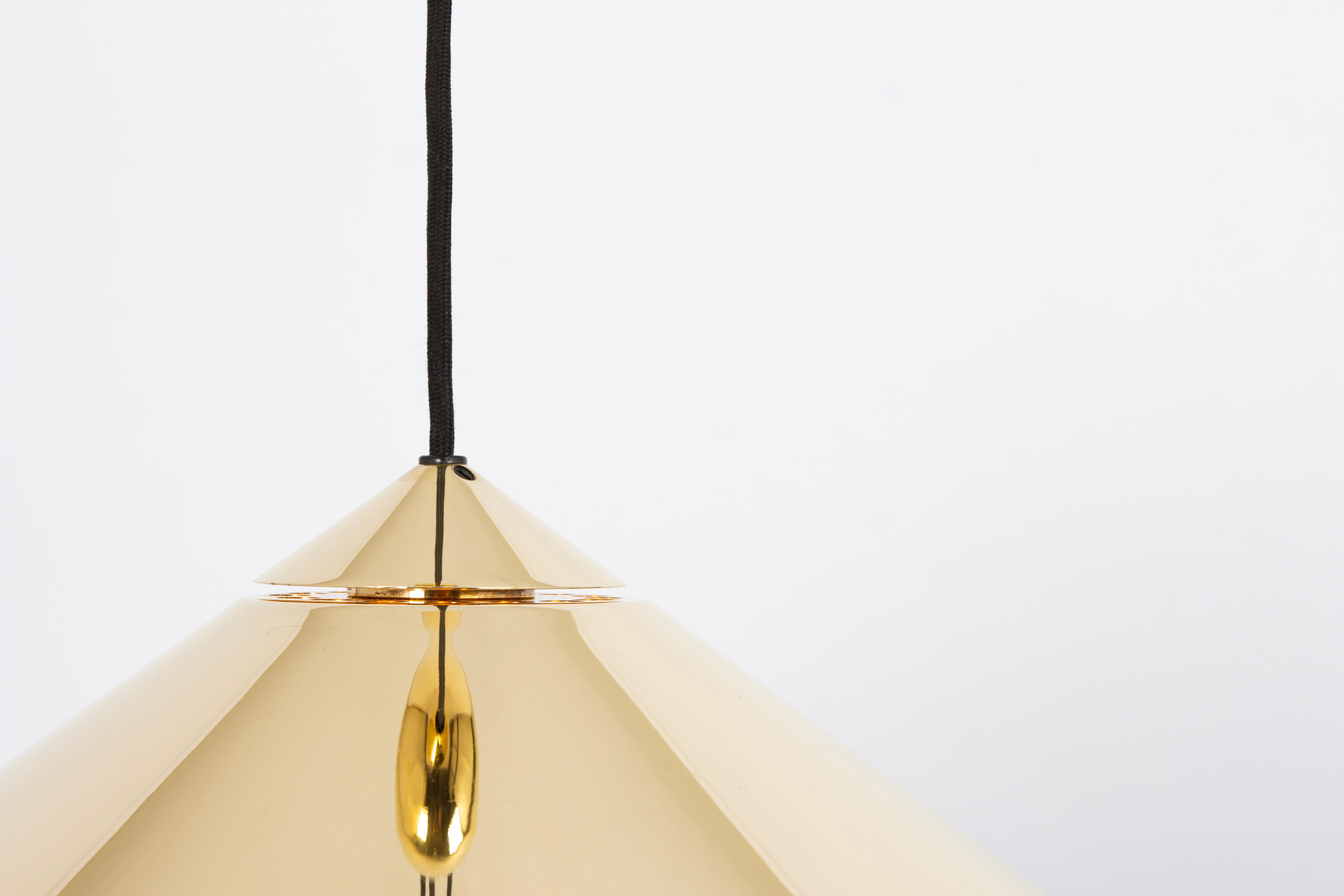 Mid-Century Modern Adjustable Counterweight Brass Pendant Lamp Keos by Florian Schulz Germany 1970s