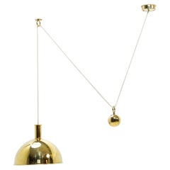 Adjustable Counterweight Pendant in Brass attr. to Florian Schulz, 1970s