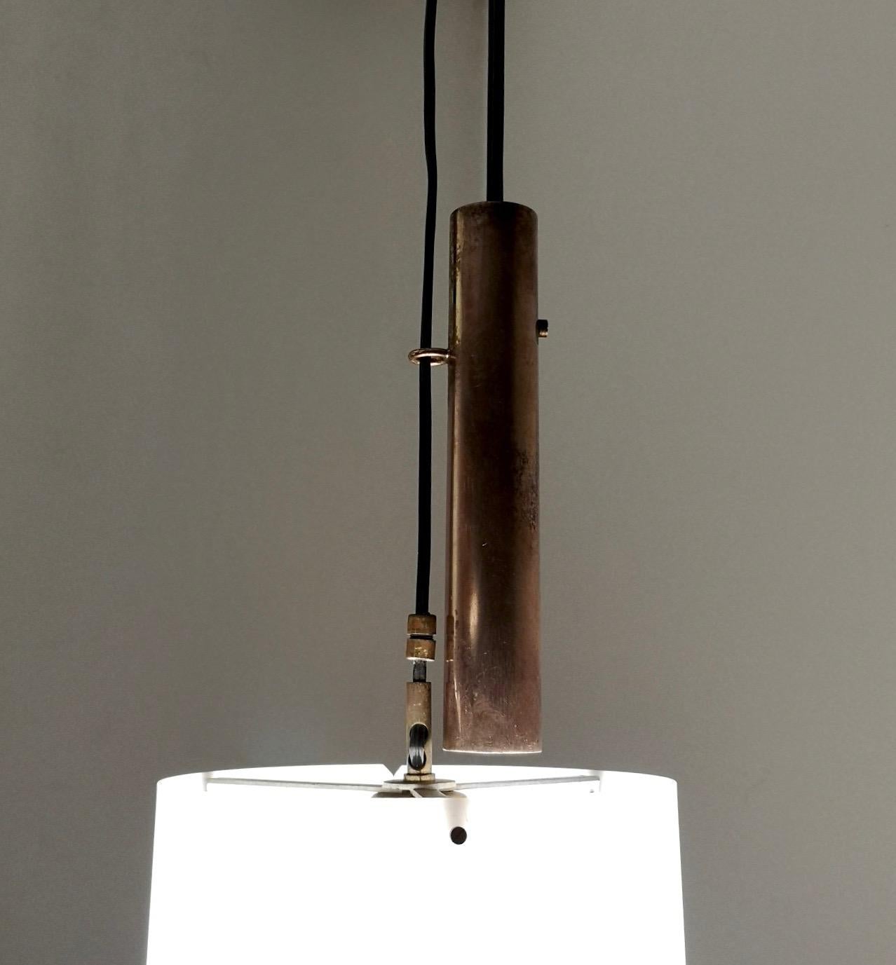 Adjustable Cylinder Pendant Mod. 437 by Tito Agnoli Produced by O-Luce, Italy For Sale 3