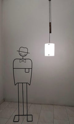 Adjustable Cylinder Pendant Mod. 437 by Tito Agnoli Produced by O-Luce, Italy