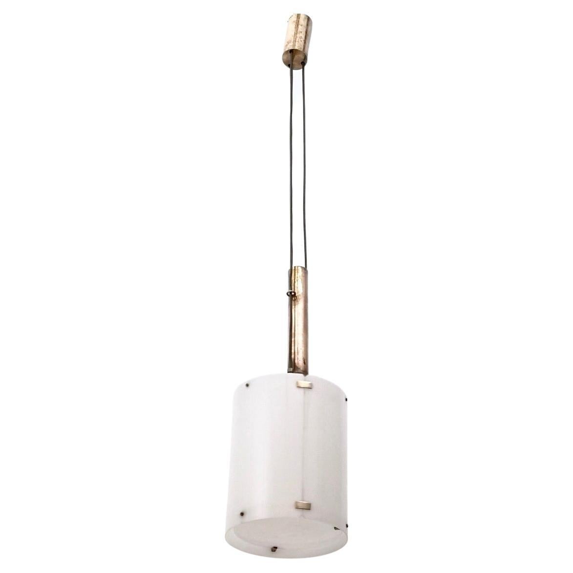Adjustable Cylinder Pendant Mod. 437 by Tito Agnoli Produced by O-Luce, Italy For Sale