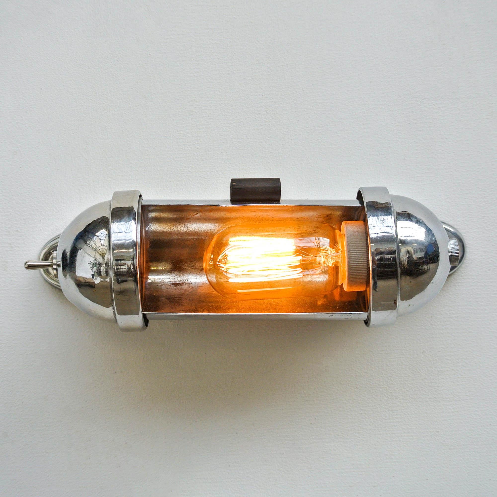 Polished Adjustable Cylindrical Reading Light, circa 1970