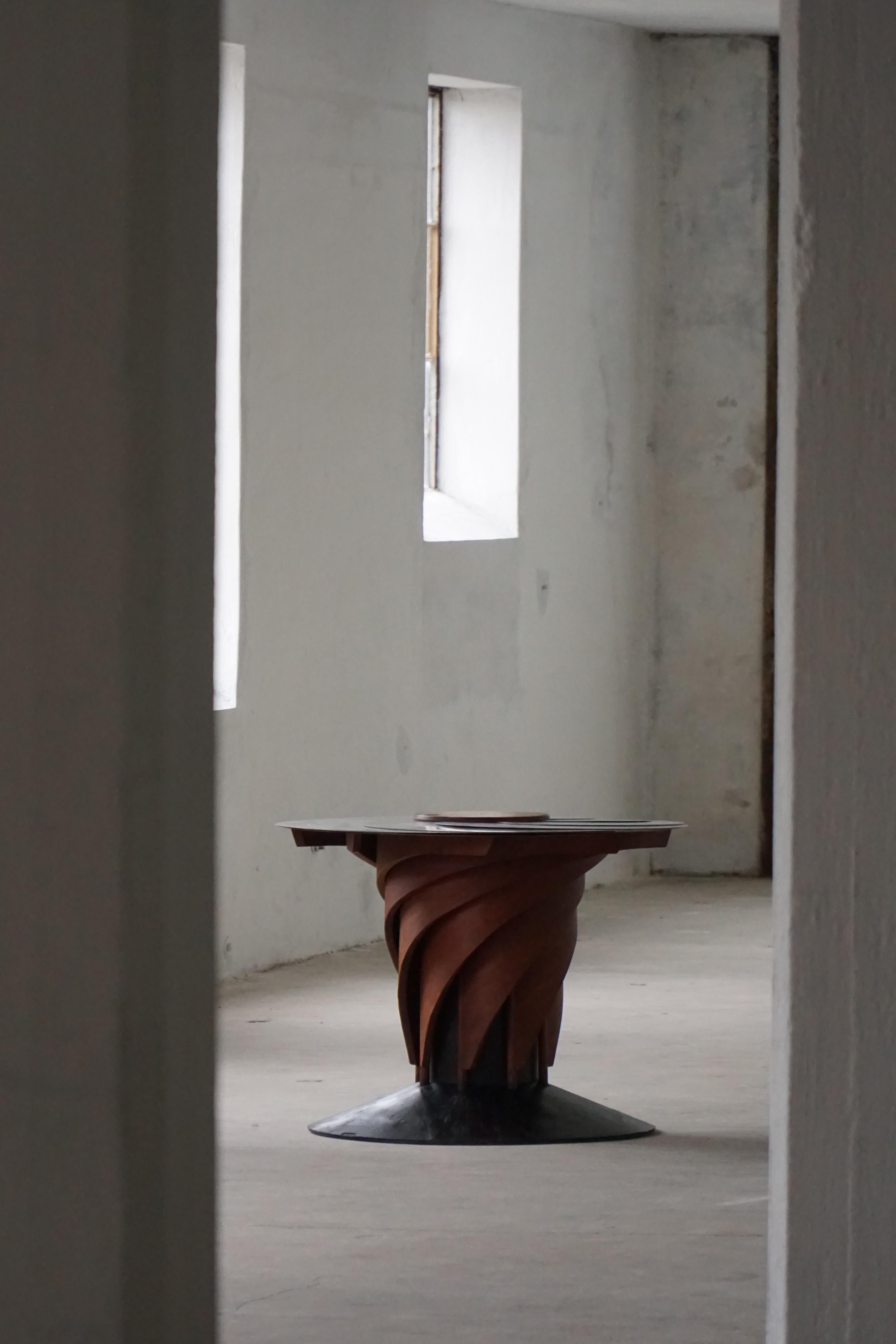 Adjustable Danish Brutalist Dining Table by Nils-Ole Zib, Mahogany & Steel, 1990 For Sale 4