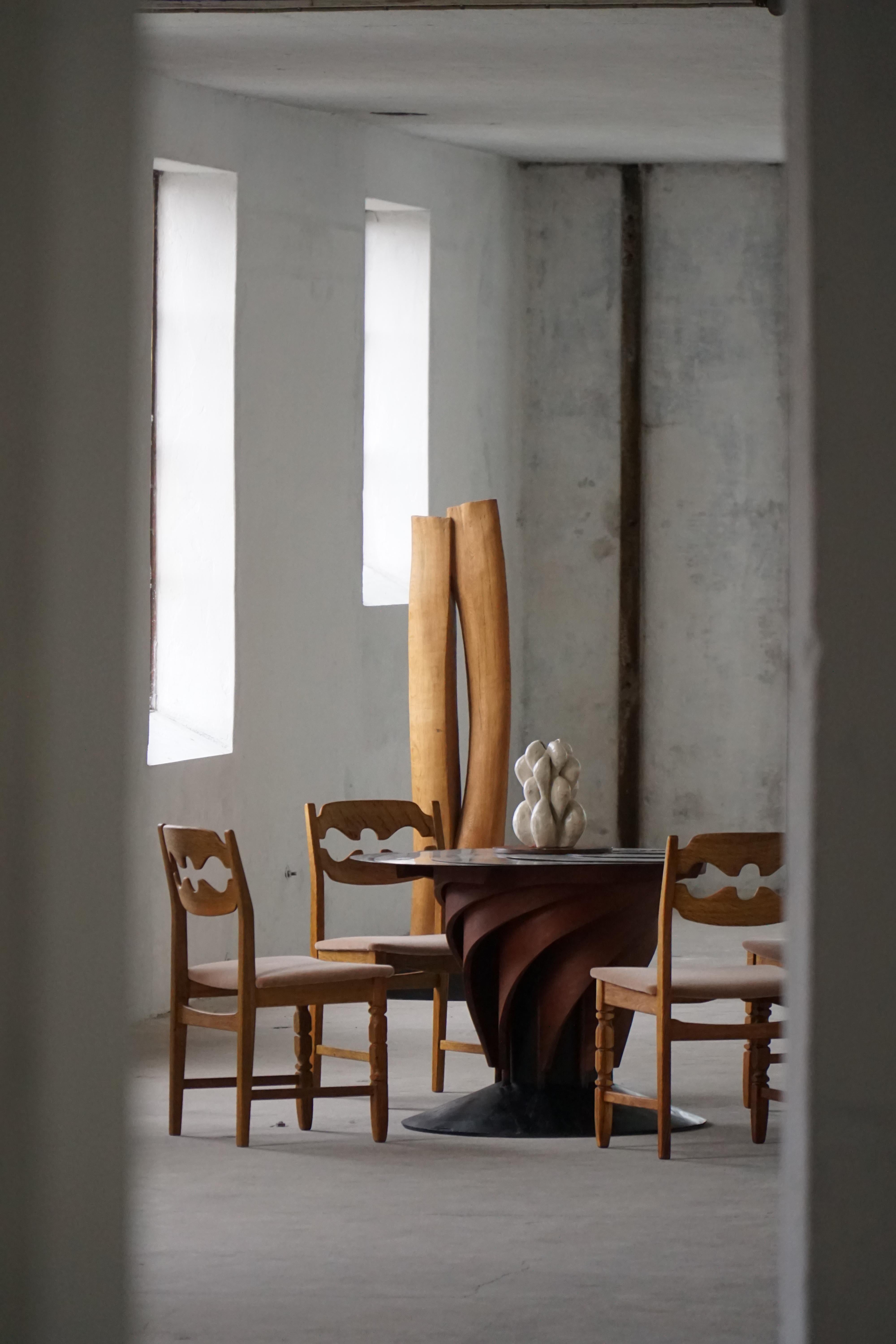 Adjustable Danish Brutalist Dining Table by Nils-Ole Zib, Mahogany & Steel, 1990 For Sale 5