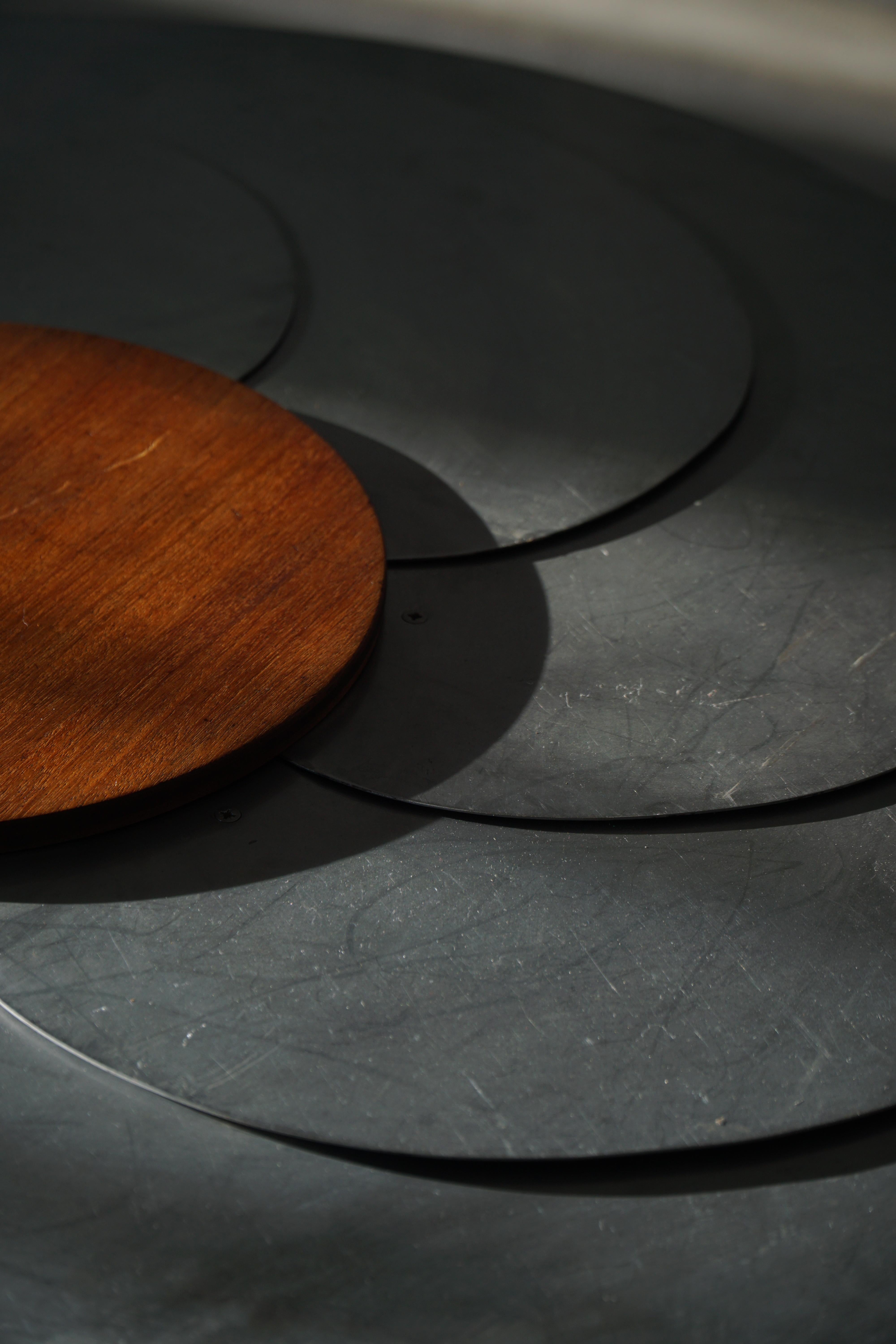 Adjustable Danish Brutalist Dining Table by Nils-Ole Zib, Mahogany & Steel, 1990 For Sale 6