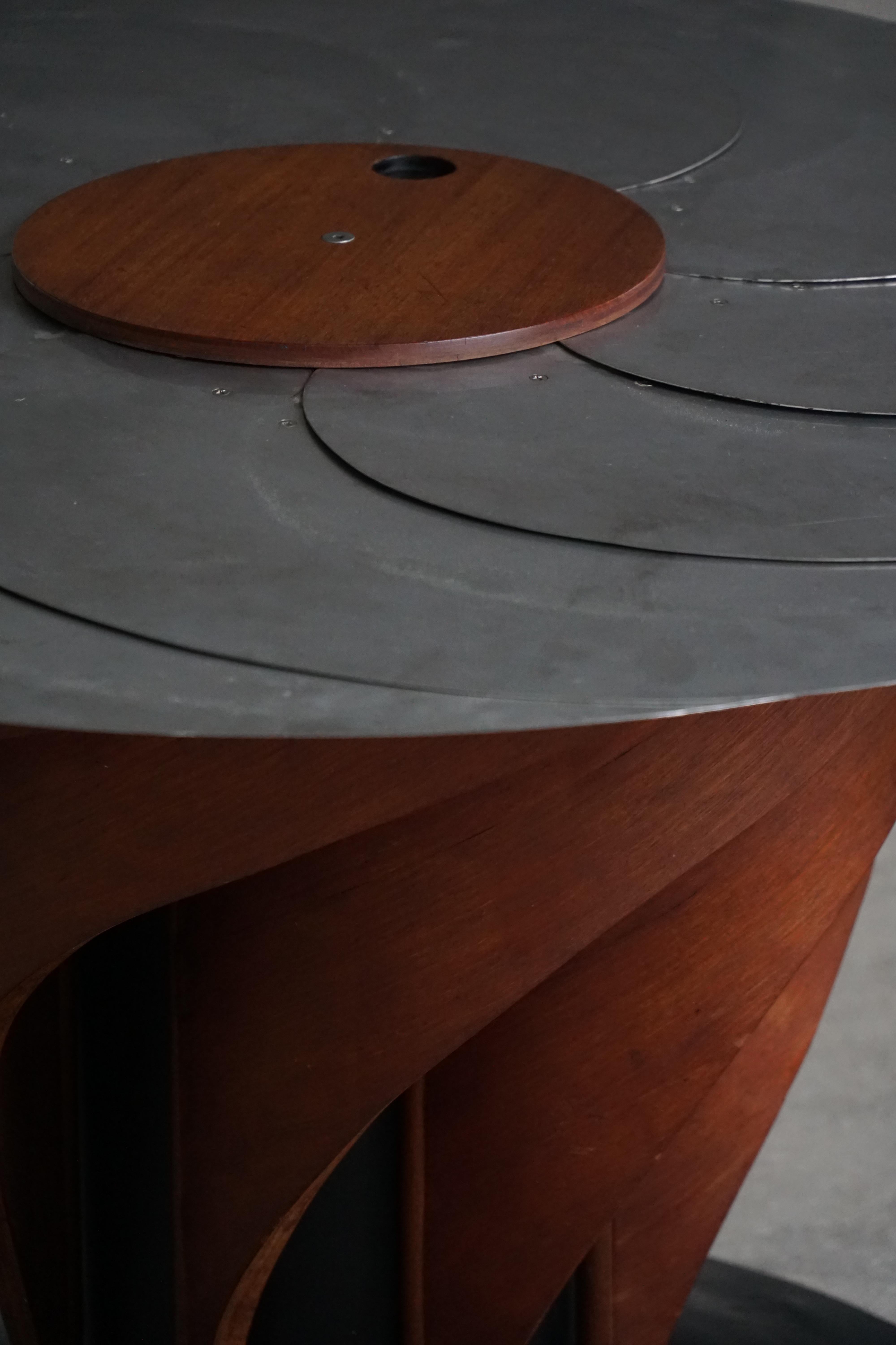 Adjustable Danish Brutalist Dining Table by Nils-Ole Zib, Mahogany & Steel, 1990 For Sale 10