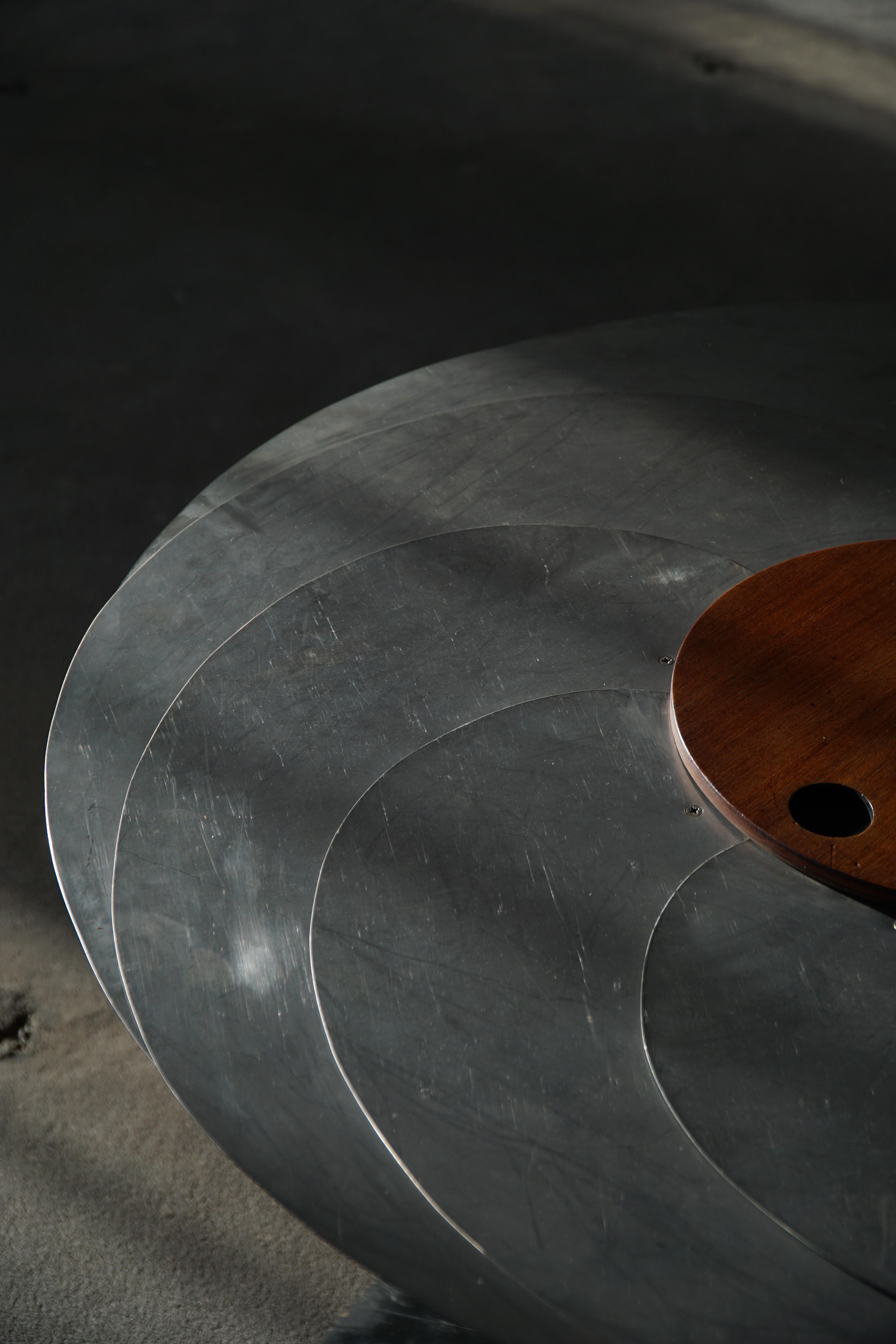 Adjustable Danish Brutalist Dining Table by Nils-Ole Zib, Mahogany & Steel, 1990 In Good Condition For Sale In Odense, DK