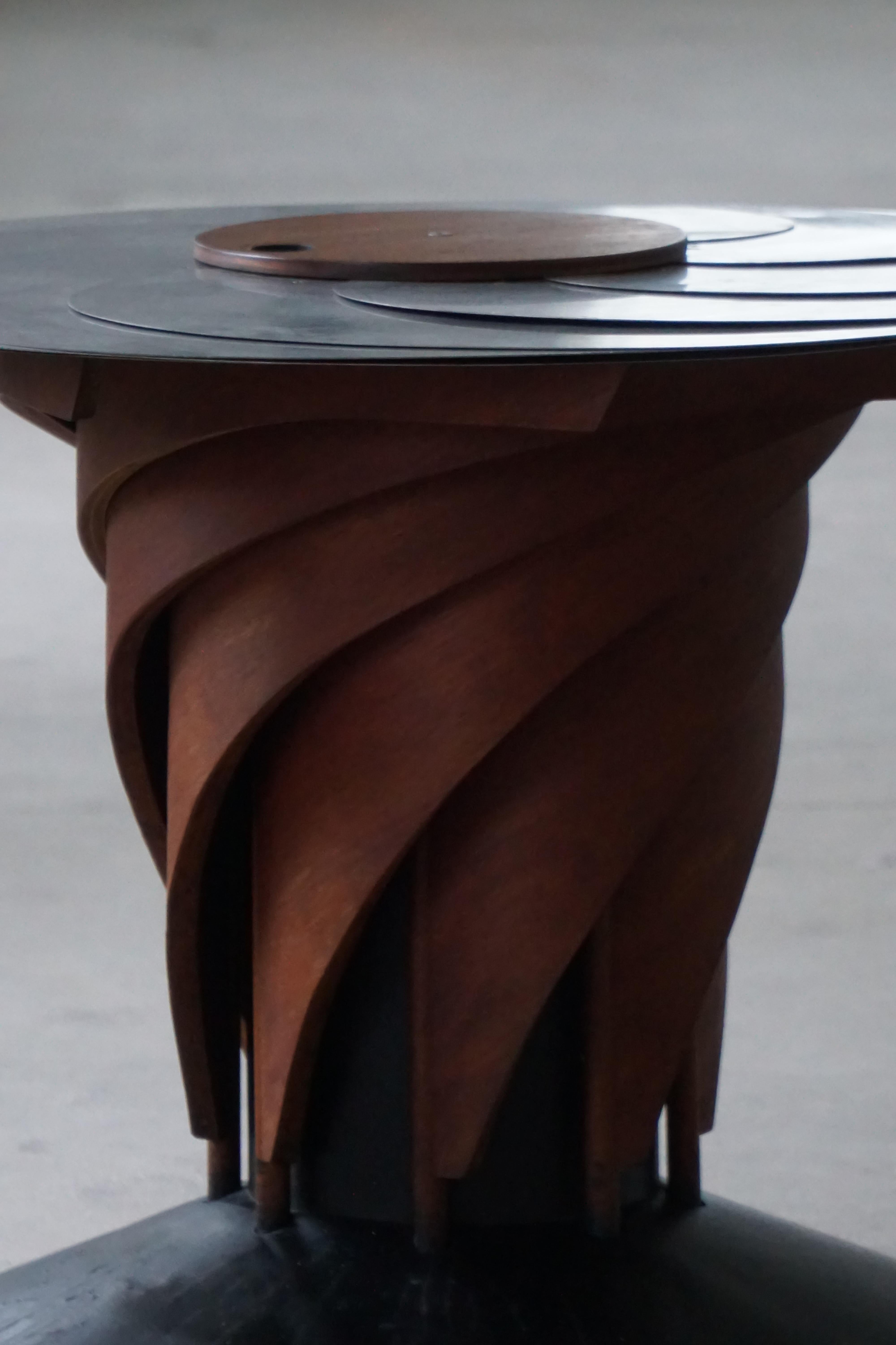 Adjustable Danish Brutalist Dining Table by Nils-Ole Zib, Mahogany & Steel, 1990 For Sale 1