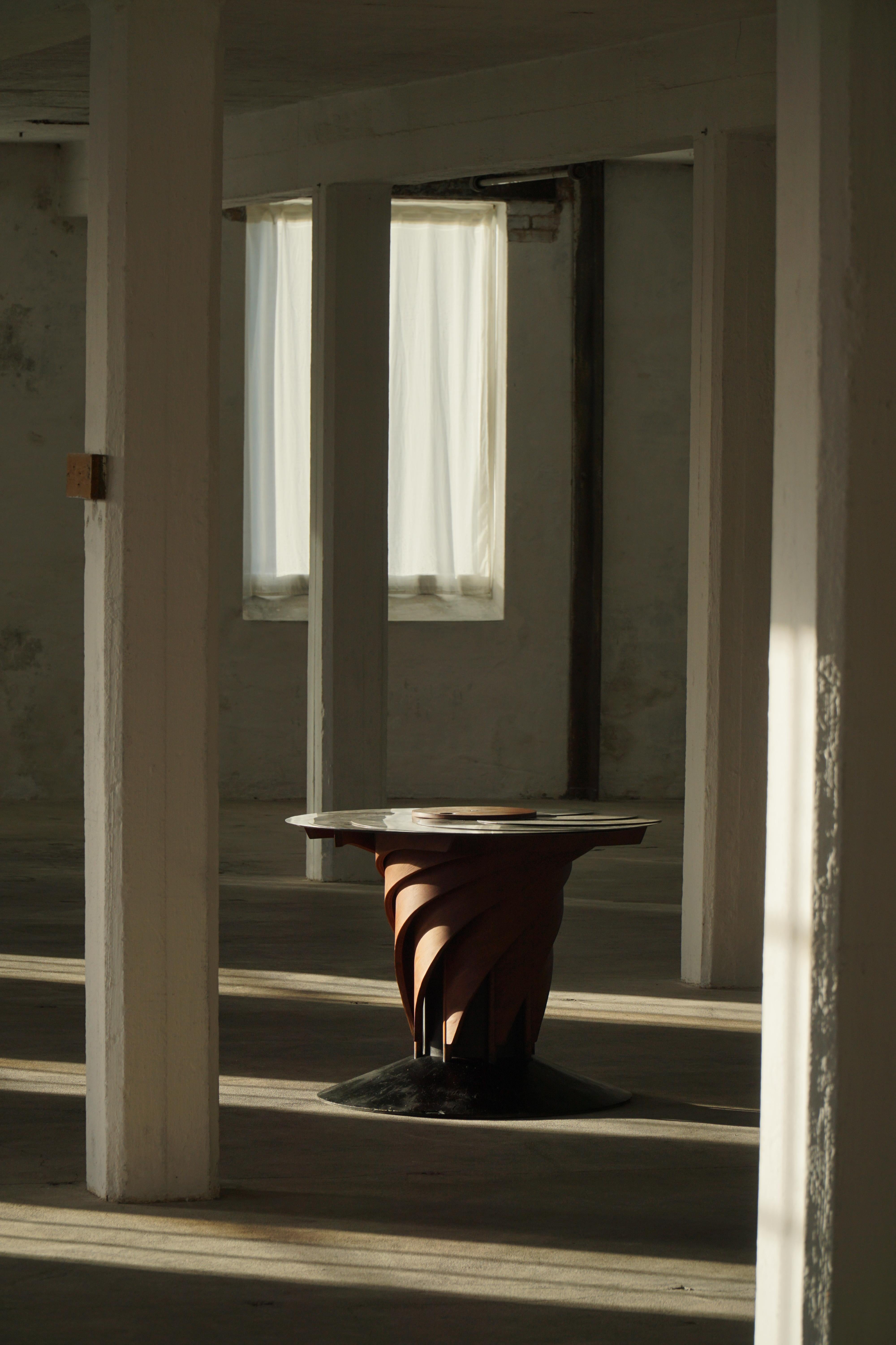 Adjustable Danish Brutalist Dining Table by Nils-Ole Zib, Mahogany & Steel, 1990 For Sale 2