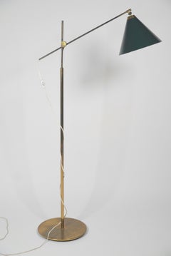 Adjustable Danish Modern Brass Floor by T H Valentiner for Poul Dinesen