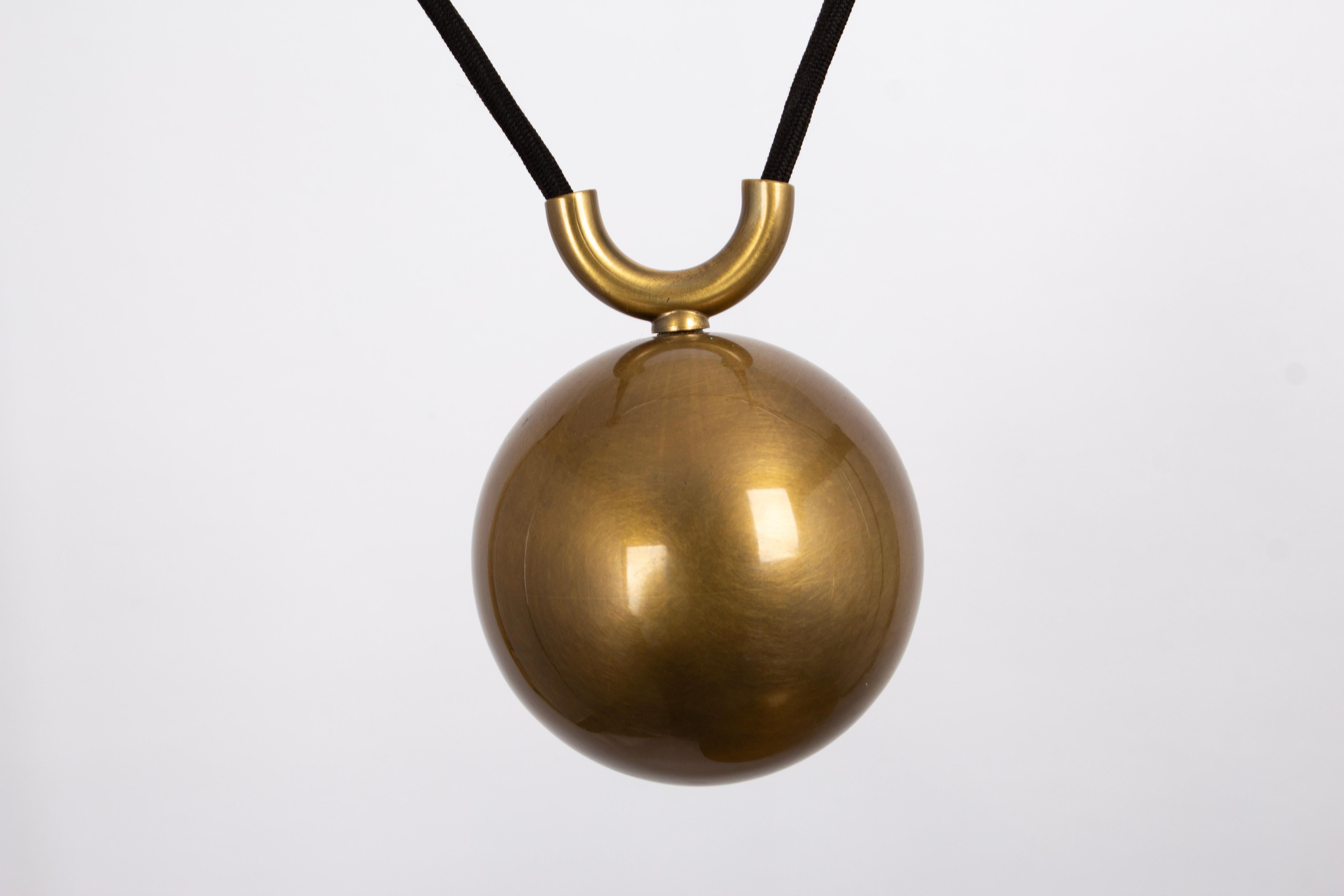 Adjustable Dark Brass Counterweight Pendant by Florian Schulz Onos 55 , Germany 2