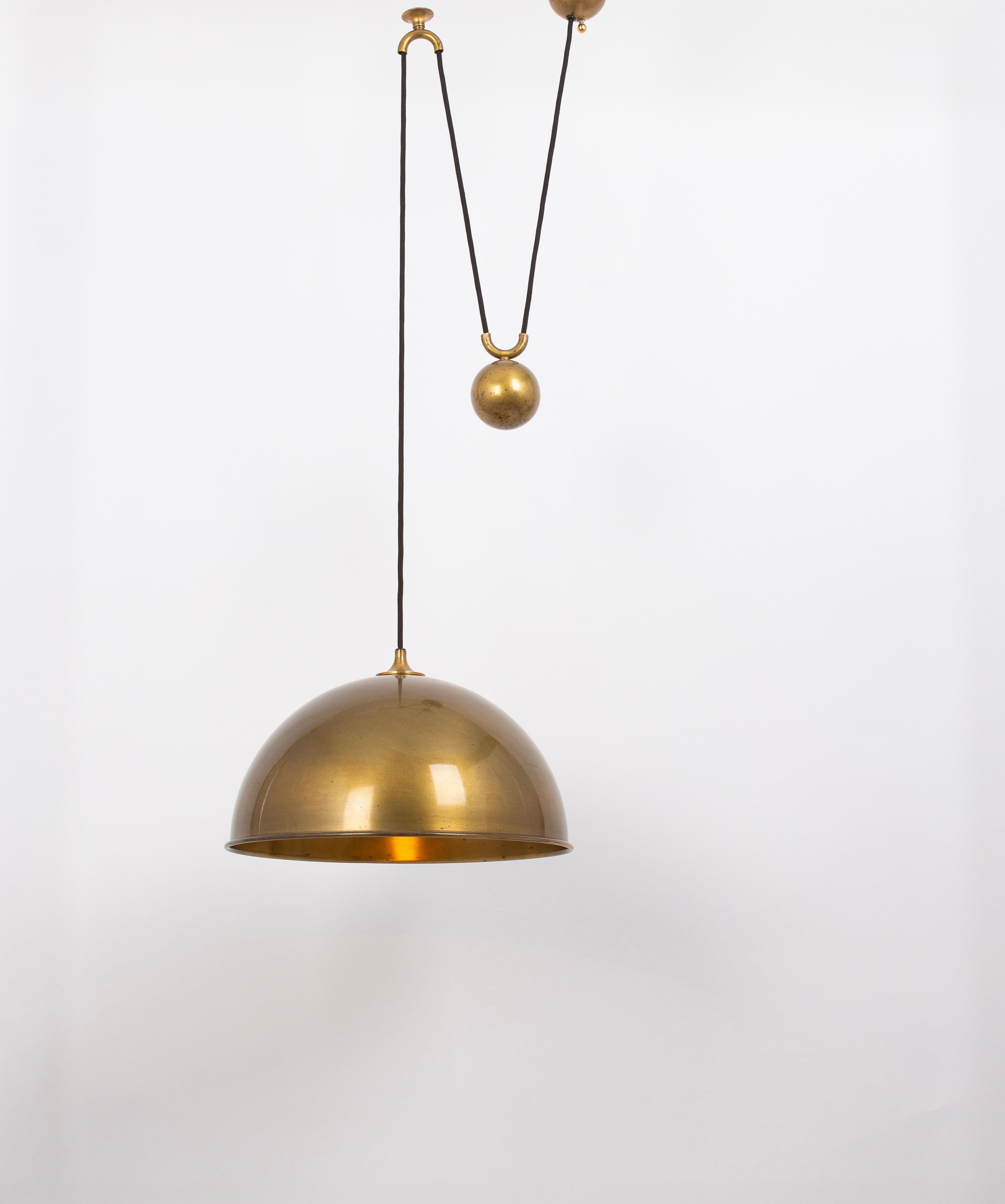 Late 20th Century Adjustable Dark Brass Counterweight Pendant Light by Florian Schulz, Germany