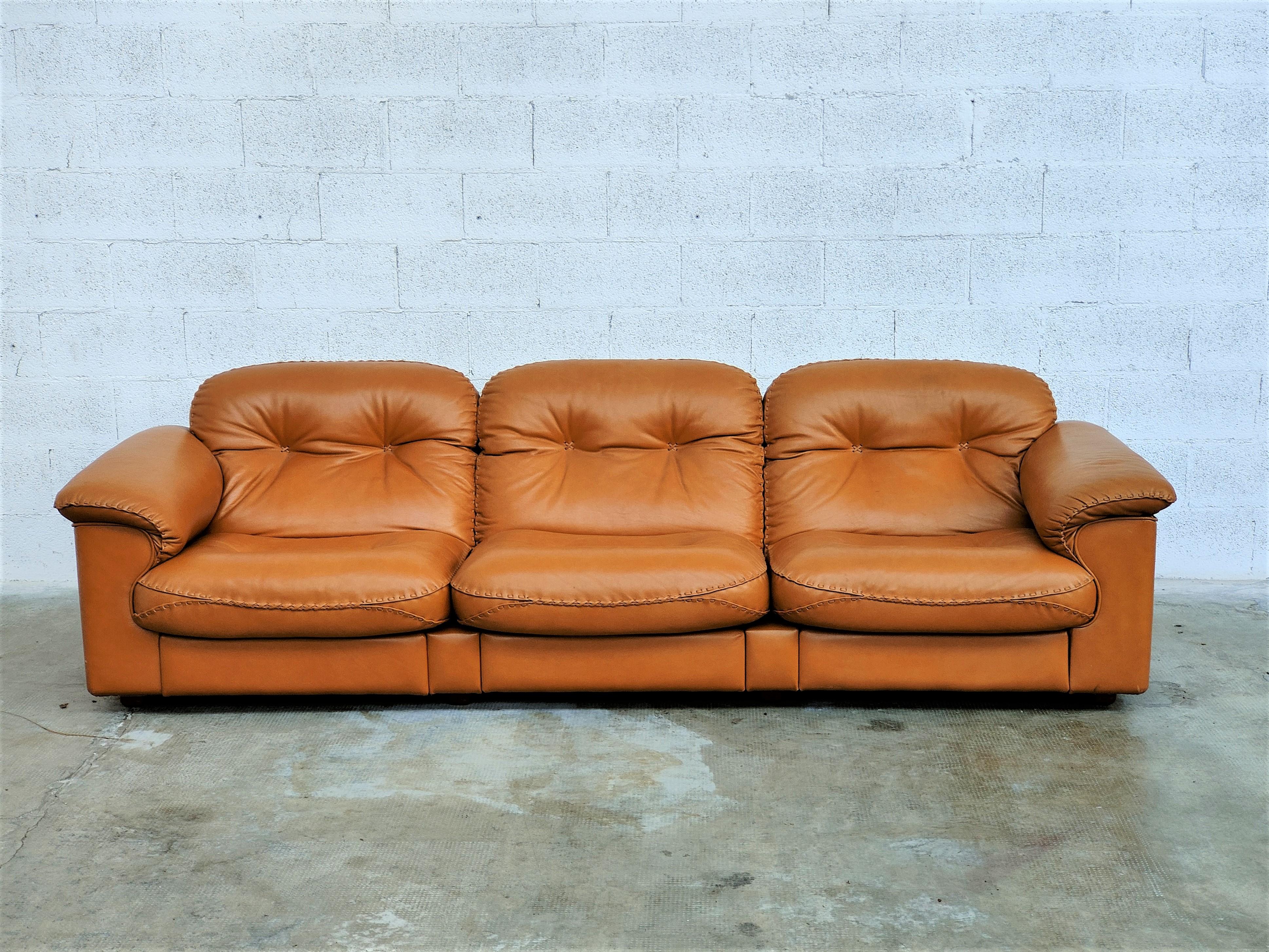 Adjustable De Sede Three Seater Leather Sofa Ds-101 Model 70s 2