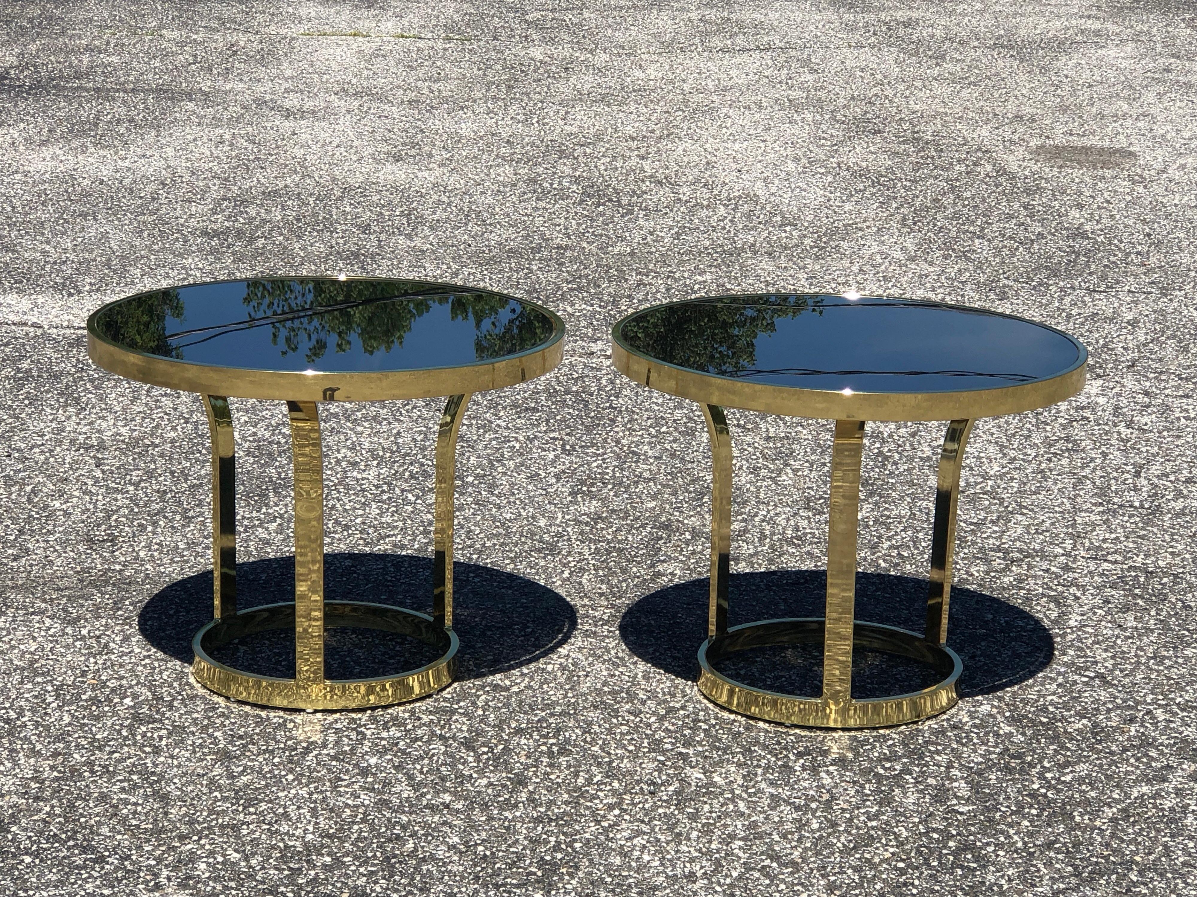 Adjustable Design Institute of America Brass and Black Glass Coffee Table 6