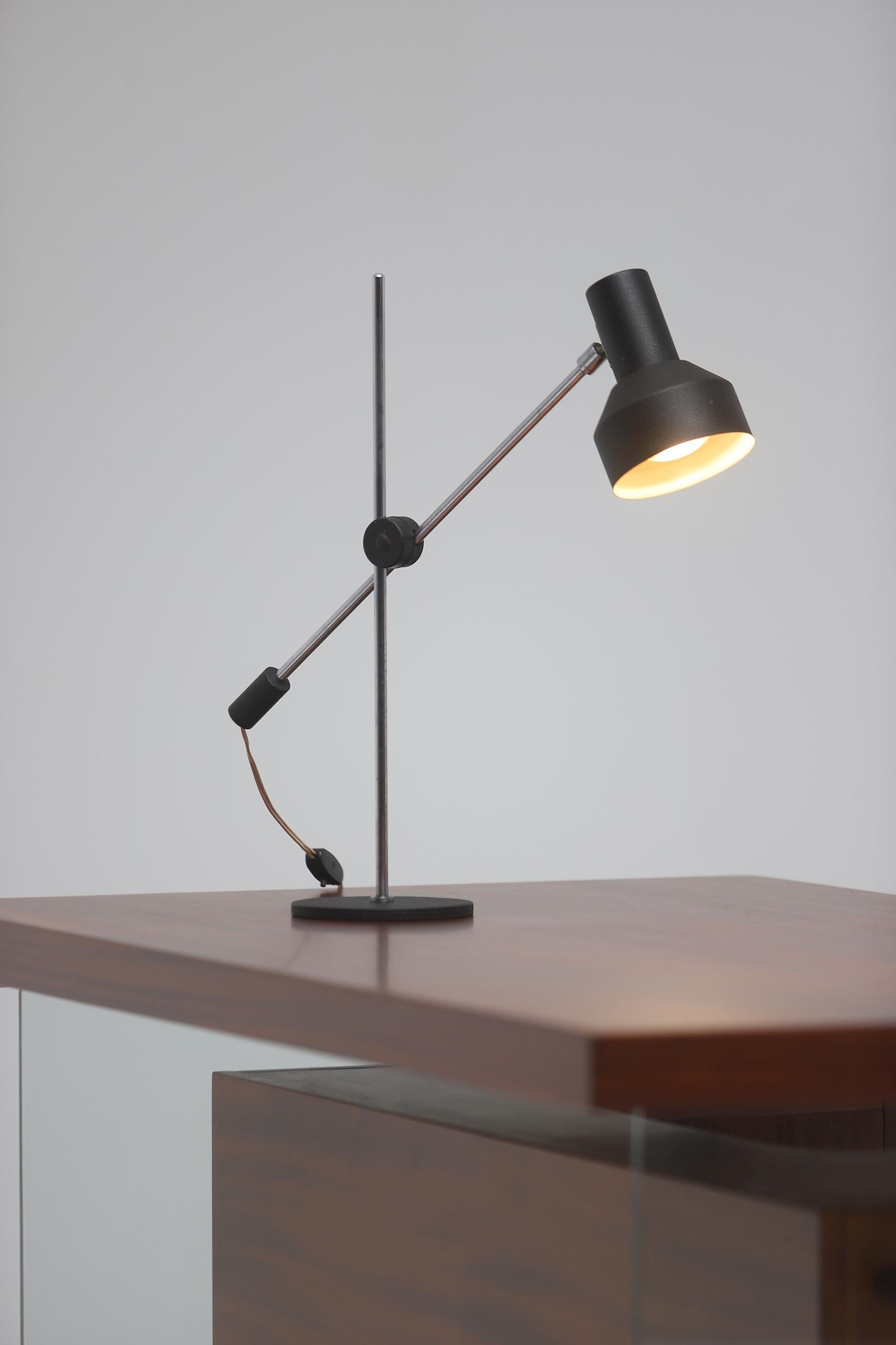Mid-Century Modern Mid-century adjustable black desk Lamp from the 1950s For Sale