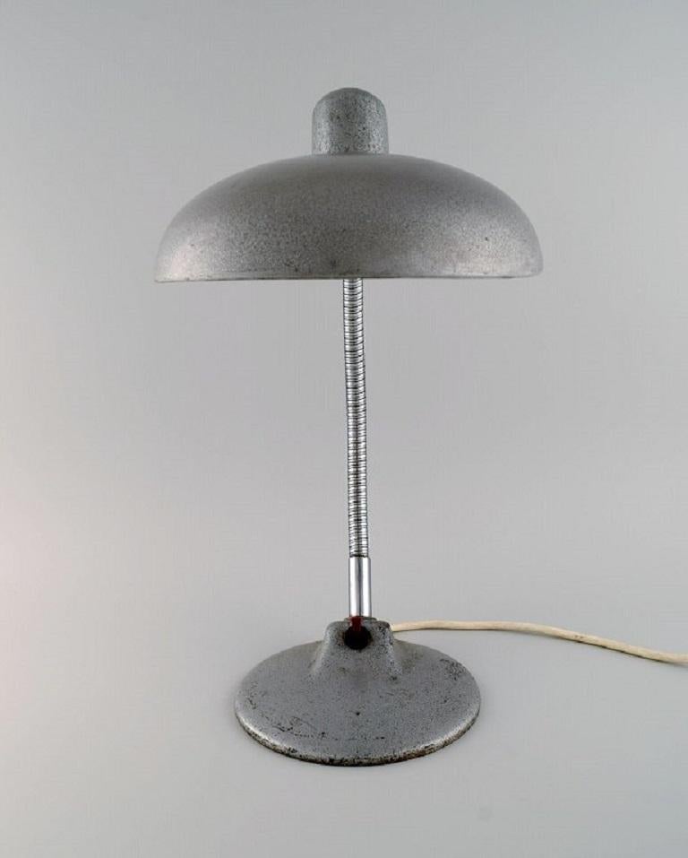 Hungarian Adjustable Desk Lamp in Original Metallic Lacquer, Industrial Design, Mid 20th C For Sale