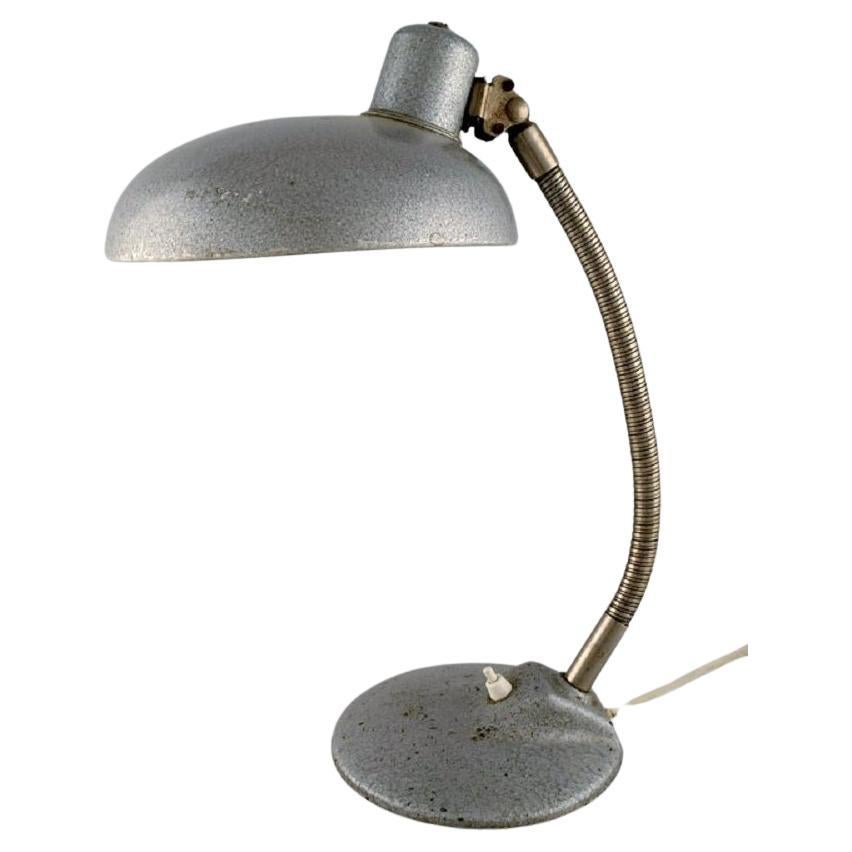 Adjustable Desk Lamp in Original Metallic Lacquer, Industrial Design, Mid 20th C For Sale