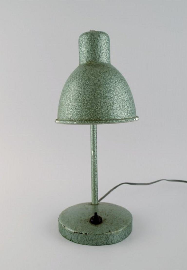 Mid-Century Modern Adjustable Desk Lamp in Original Mint Green Lacquer, Industrial Design For Sale