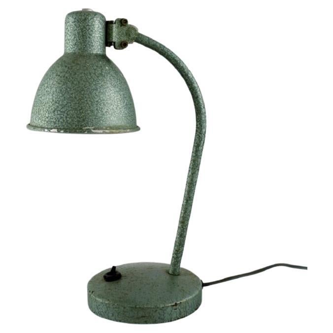 Adjustable Desk Lamp in Original Mint Green Lacquer, Industrial Design For Sale