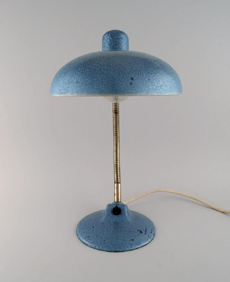 Mid-Century Modern Adjustable Desk Lamp in Original Turquoise Metallic Lacquer For Sale