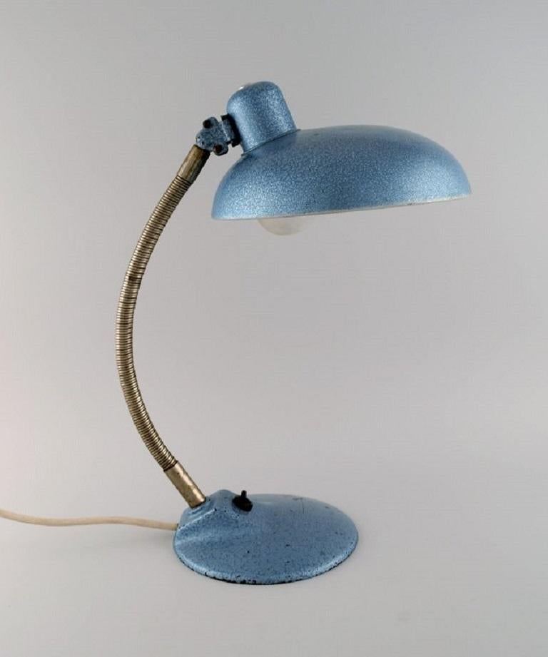 Hungarian Adjustable Desk Lamp in Original Turquoise Metallic Lacquer For Sale