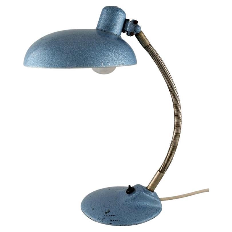 Adjustable Desk Lamp in Original Turquoise Metallic Lacquer For Sale