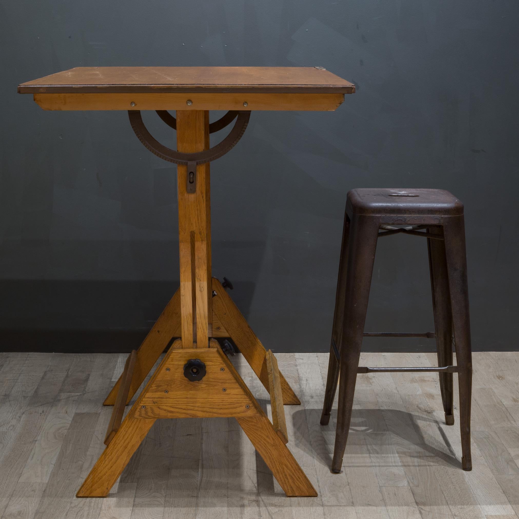Industrial Adjustable Dining / Desk Drafting Table, C.1950-1960