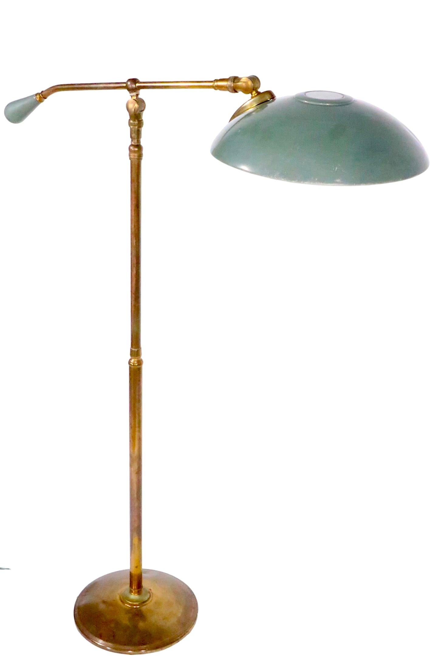 Mid-Century Modern Adjustable Disk Shade Floor Lamp by Thurston for Lightolier, circa 1950/1960s