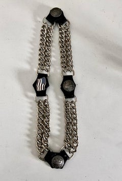 Collier réglable pour chien avec drapeau américain et détails en nickel de buffle