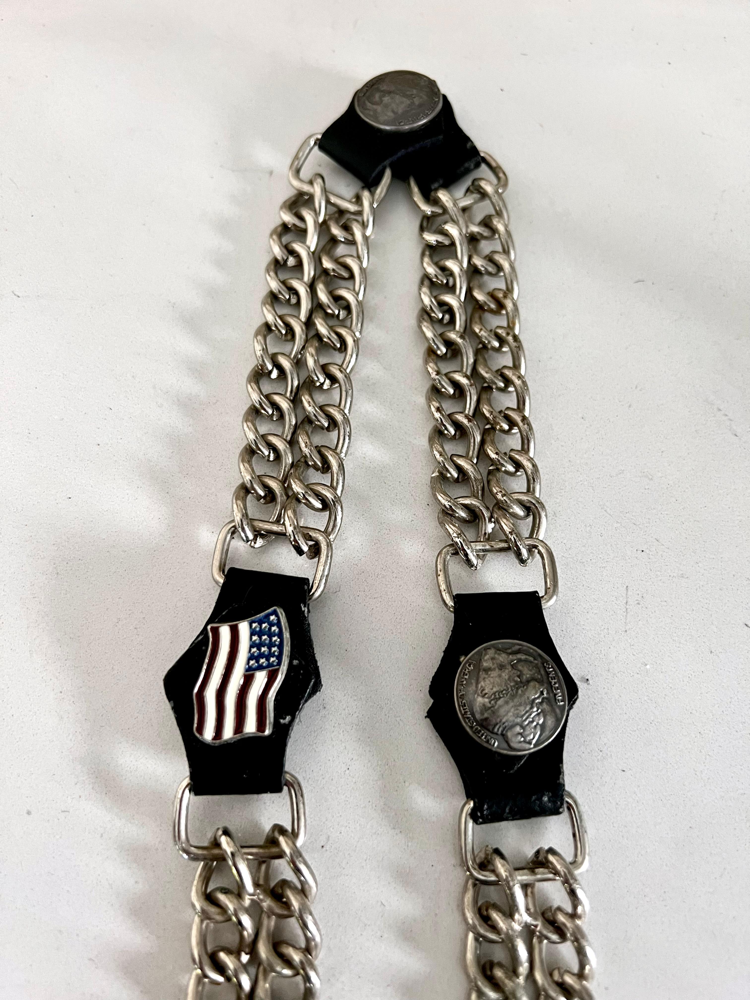Adjustable Dog Collar with American Flag and Buffalo Nickel Detail In Good Condition In Los Angeles, CA