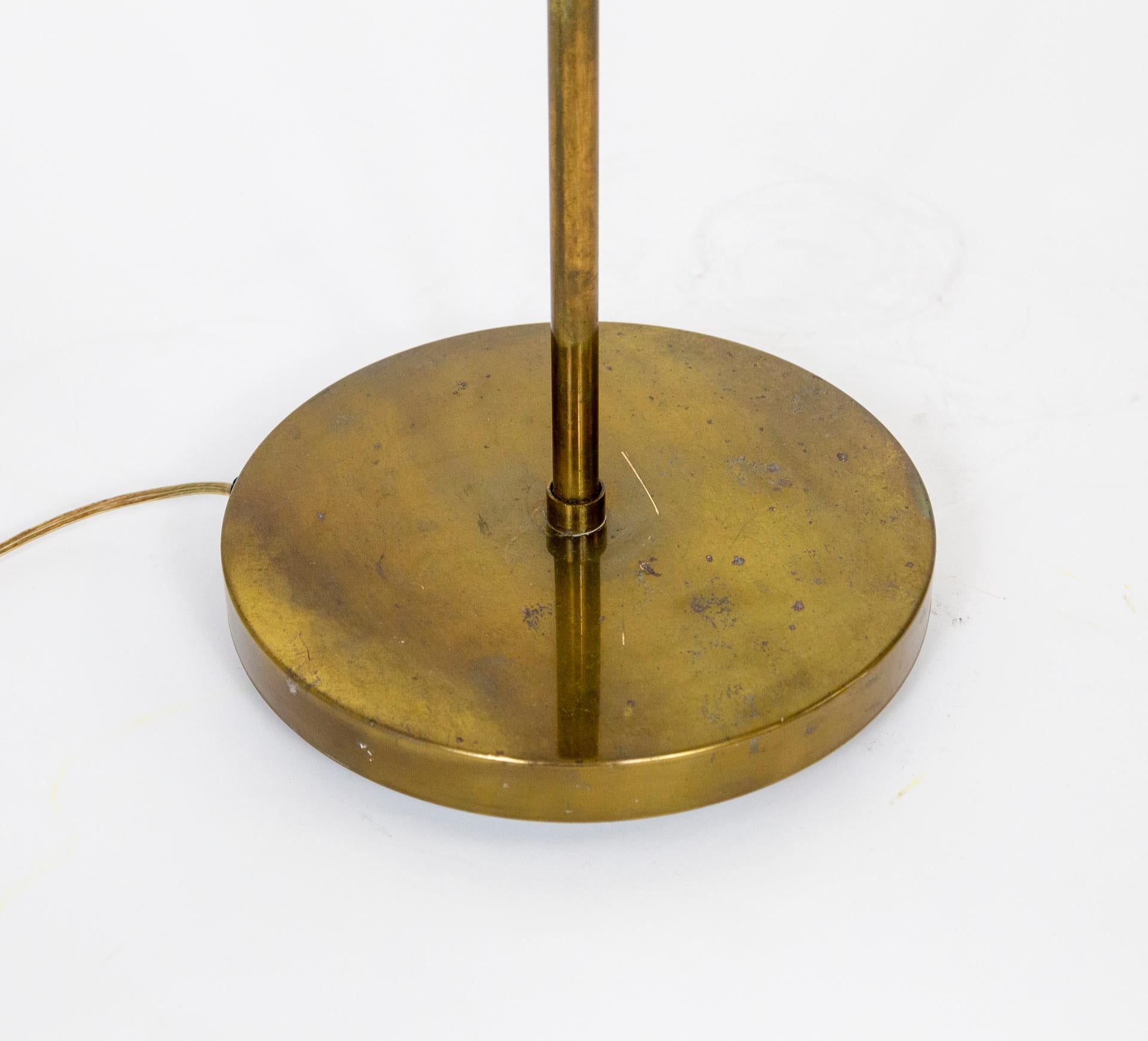 Mid-20th Century Adjustable Dome Shade Brass Pharmacy Floor Lamp